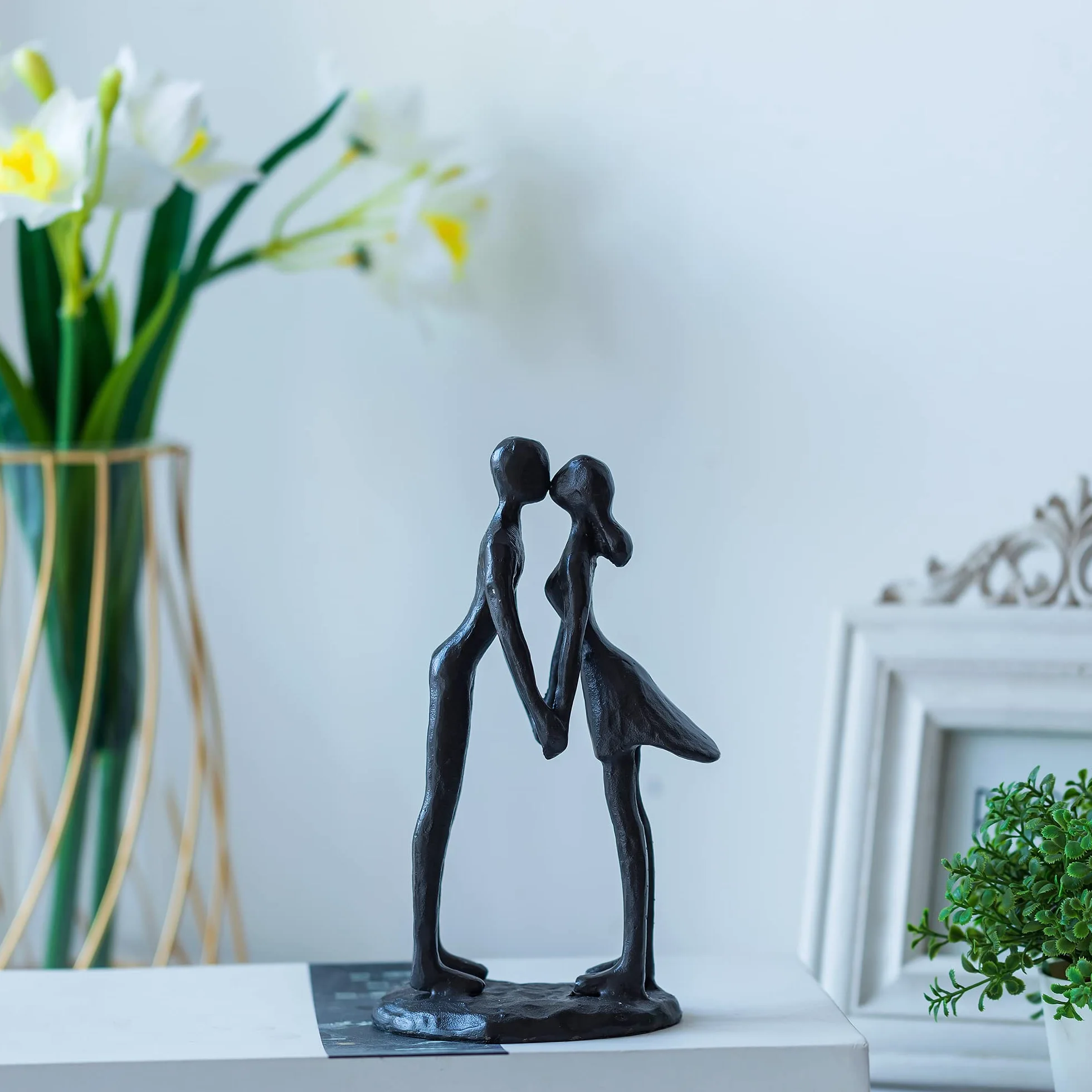 Sziqiqi Statue Couple Amoureux Cadeau Anniversaire Mariage pour Femme Homme Épouse Mari