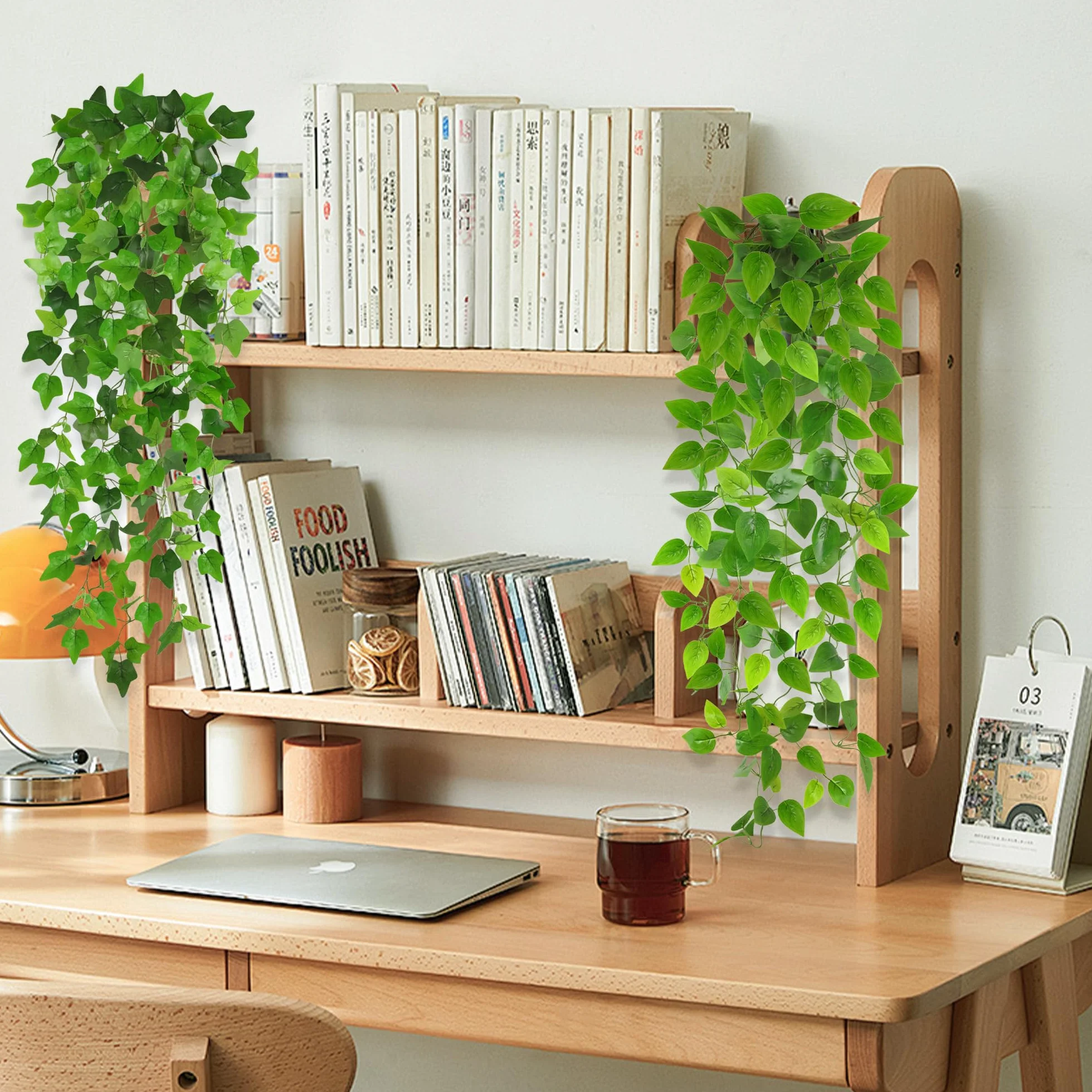 ROLLWAY Fausse Plante Tombante Artificielle Verte Lierre Décoration Intérieur Extérieur