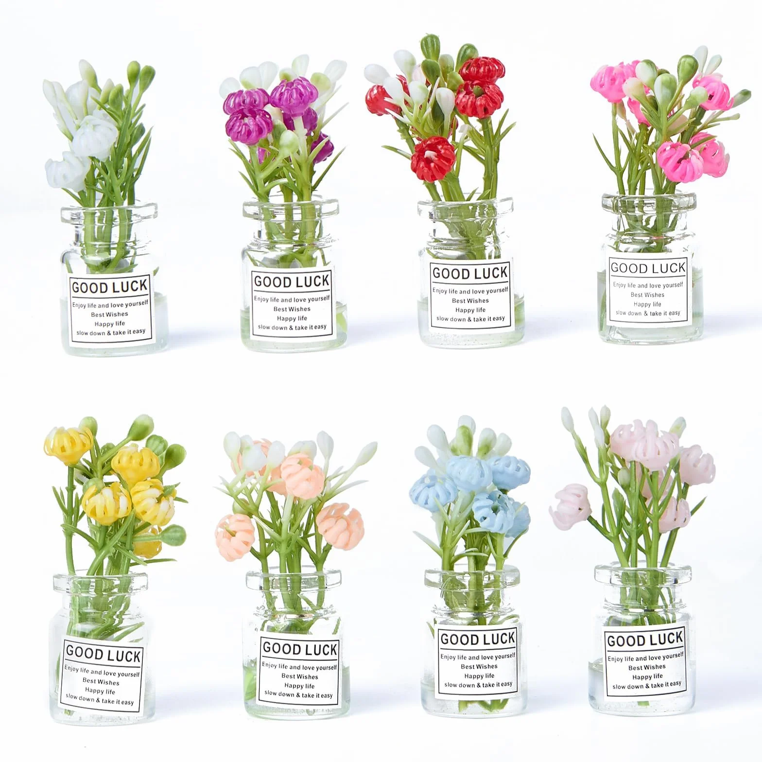 Mini Vases Aimantés pour Réfrigérateur, 3D Magnet Vase Frigo Décoratif, Lot de 8