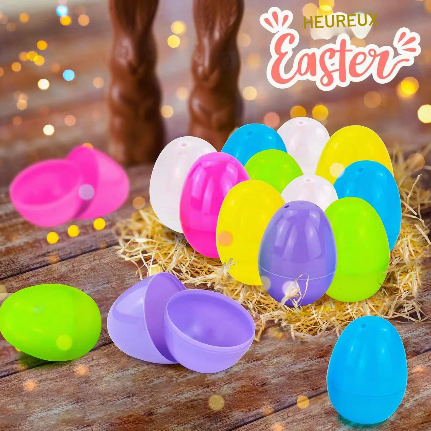 KEELYY 50 œufs de Pâques en plastique multicolores à remplir pour cadeaux et bonbons