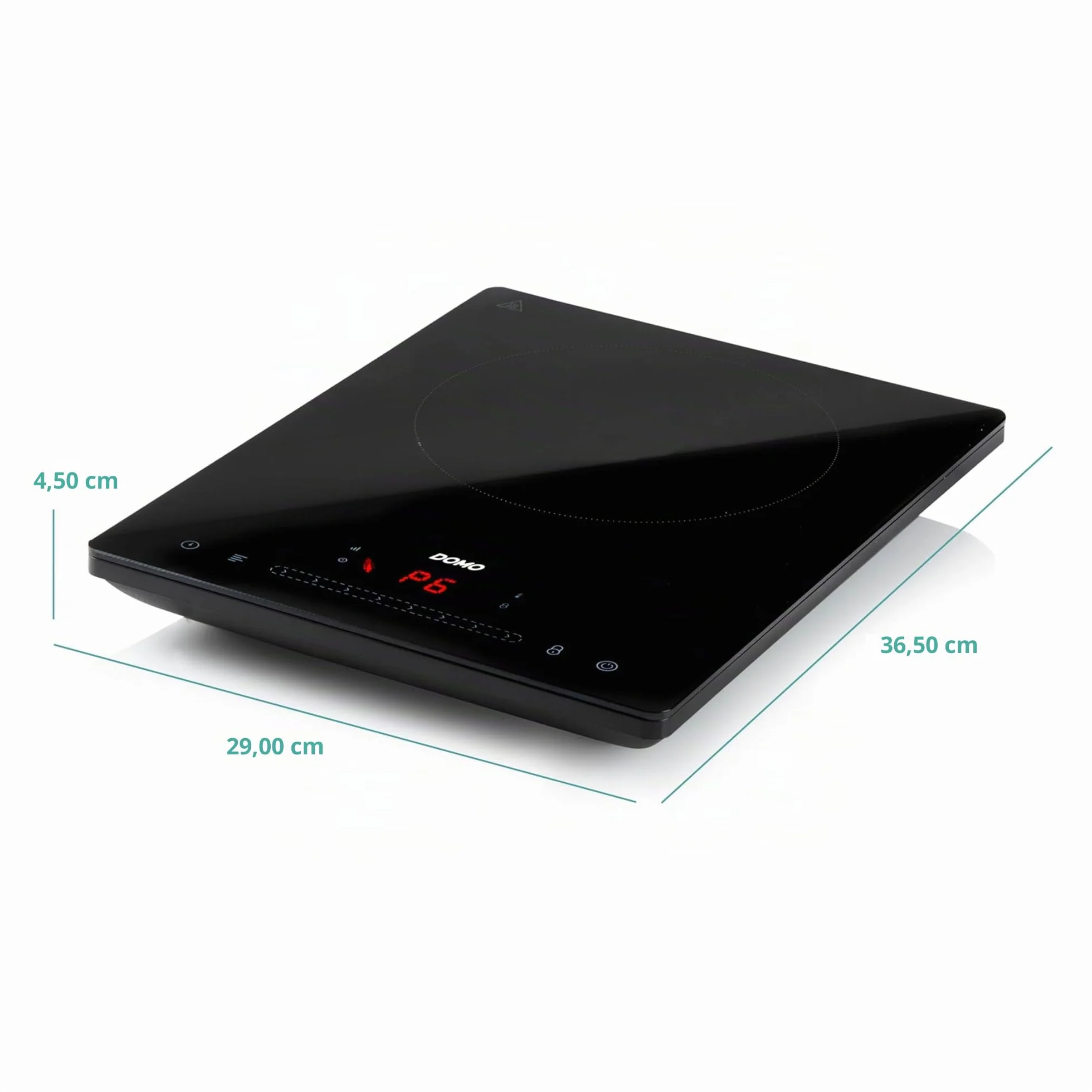 DOMO DO332IP Plaque Induction - Écran LED - Plaque de cuisson 1 feu - Ø 20 cm - Arrêt automatique - Sécurité enfants - Noir