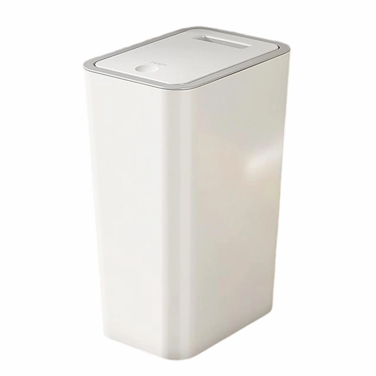 Poubelle 10L Blanche Plastique 33x9.5x13cm Avec Couvercle
