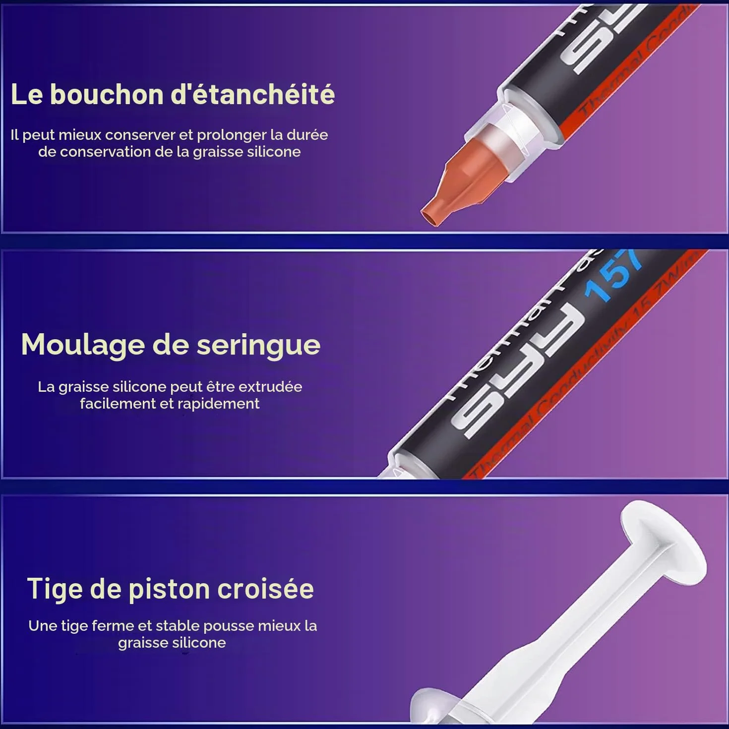 Pâte thermique 8 g avec kit d'outils pour processeur circuit intégré refroidisseurs haute performance à base de carbone