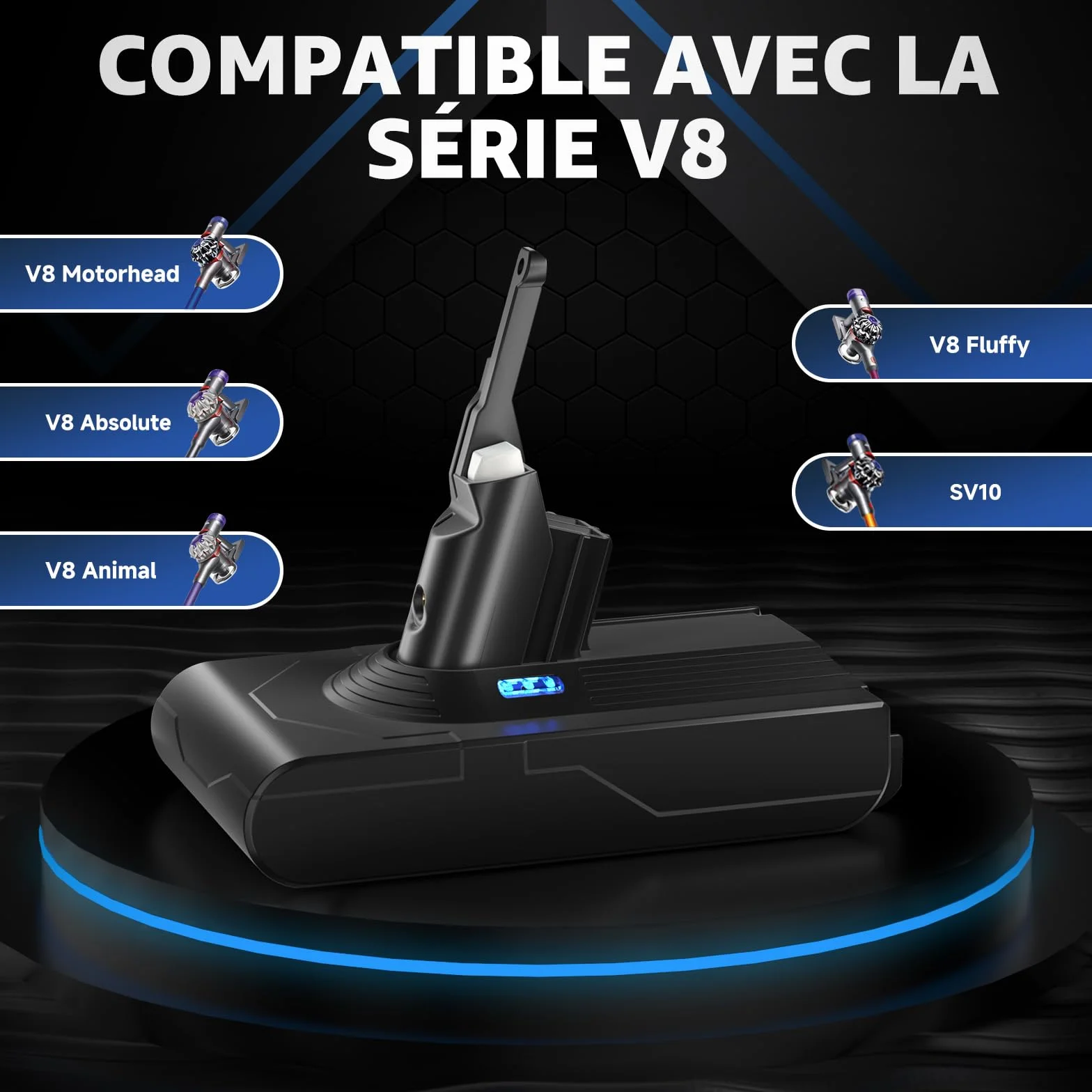 EGR Améliorée V8 Batterie Compatible Dyson V8 Absolute Animal Motorhead Fluffy SV10 Aspirateur avec 5 Filtres