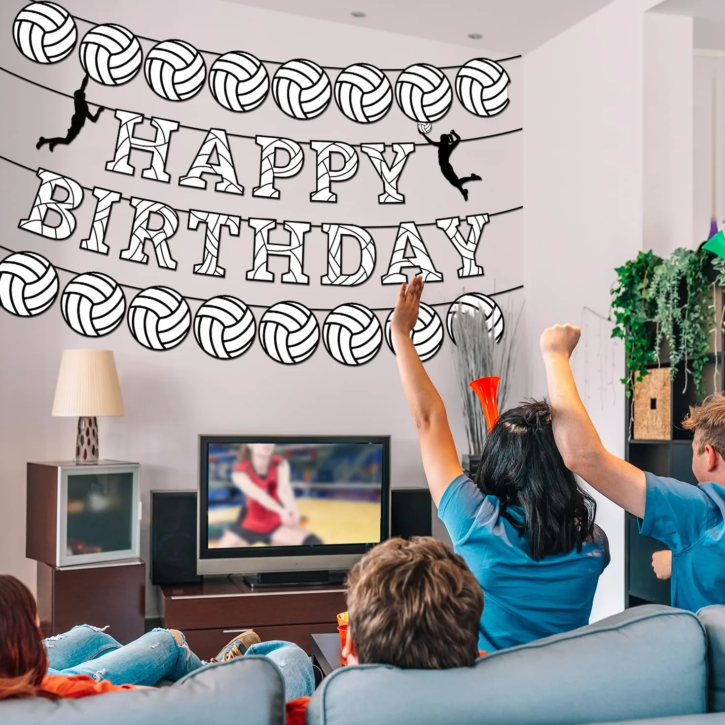 Bannière d'Anniversaire de Volley-Ball, Guirlande de Décorations de Fête Sportive