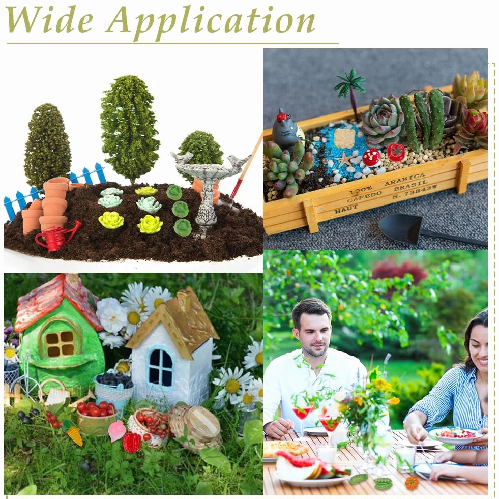 CRAFTMELODY 100Pcs Mini Figurines Légumes Artificiels Faux Tomates Carottes Oignon Champignon Décorations