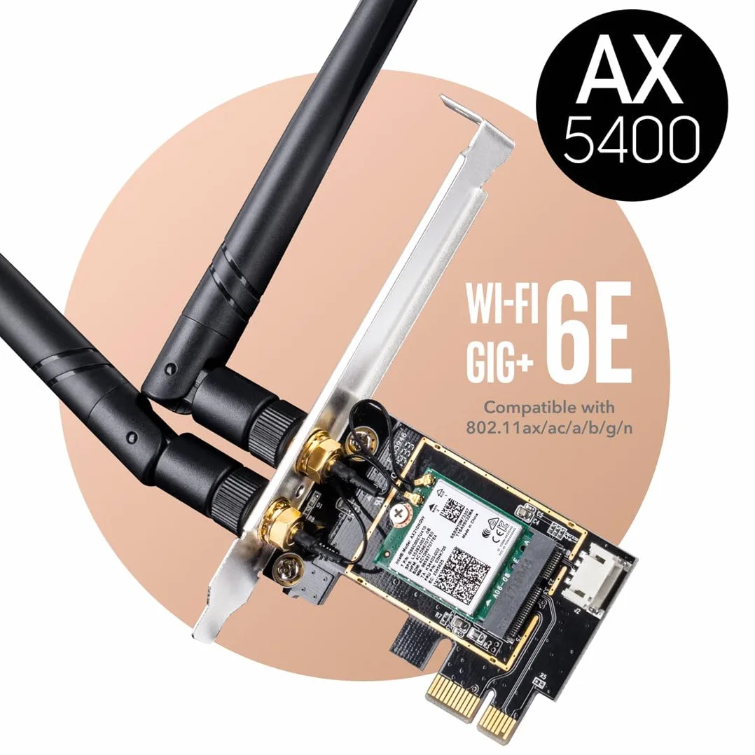 Cudy WE3000 AX 3000 Mbps bezprzewodowa karta WiFi 6 PCIe do komputera, moduł Bluetooth 5.0 wewnątrz, 2402 Mb/s 574 Mbps, Bluetooth 5.0/4.2/4.0, 802.11ax/ac/a/b/g/n Windows 10 64-bit czarny