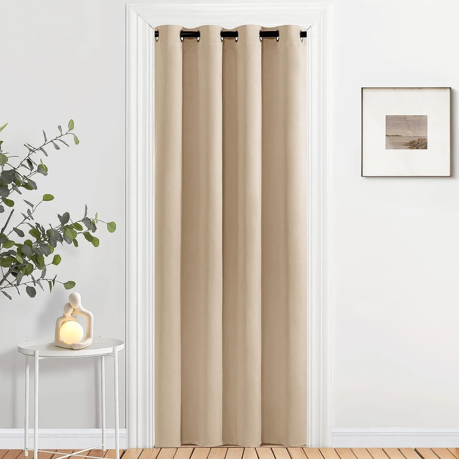 MIULEE Rideaux Occultant Beige Isolant Thermique 140x225cm 1 Pièce à Oeillets