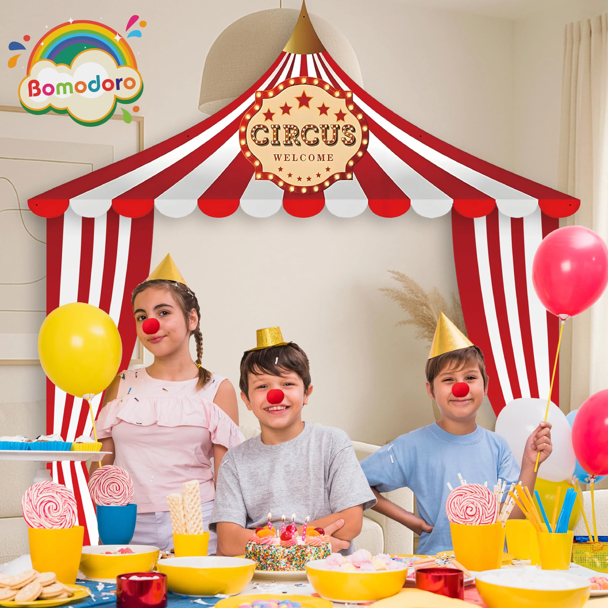 Décoration d'anniversaire Cirque pour mur intérieur 2 m photocall