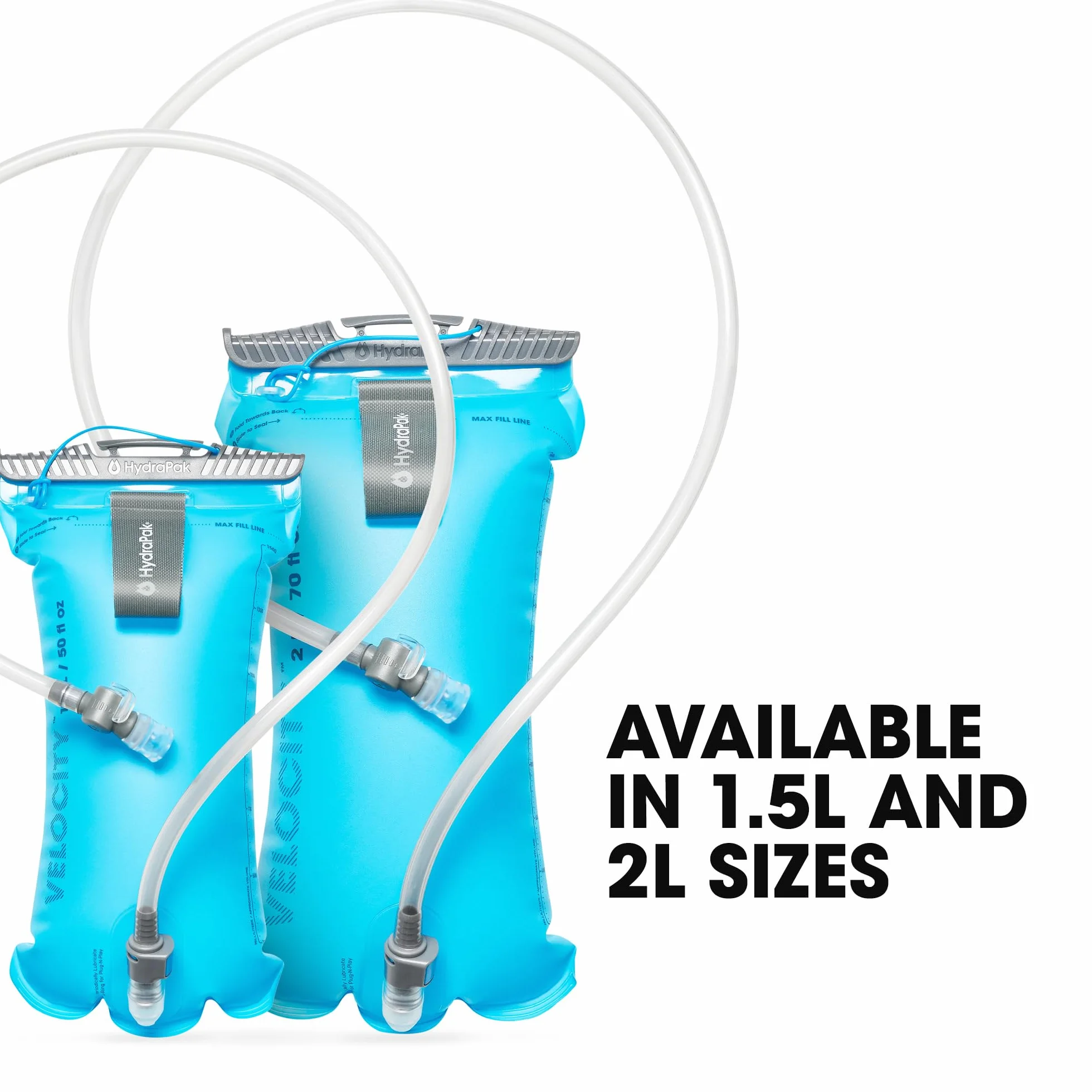 HydraPak Velocity (réservoir d'hydratation) – poche/réservoir d'eau à profil fin – Valve de morsure auto-obturante, étanche, entièrement réversible et passe au lave-vaisselle