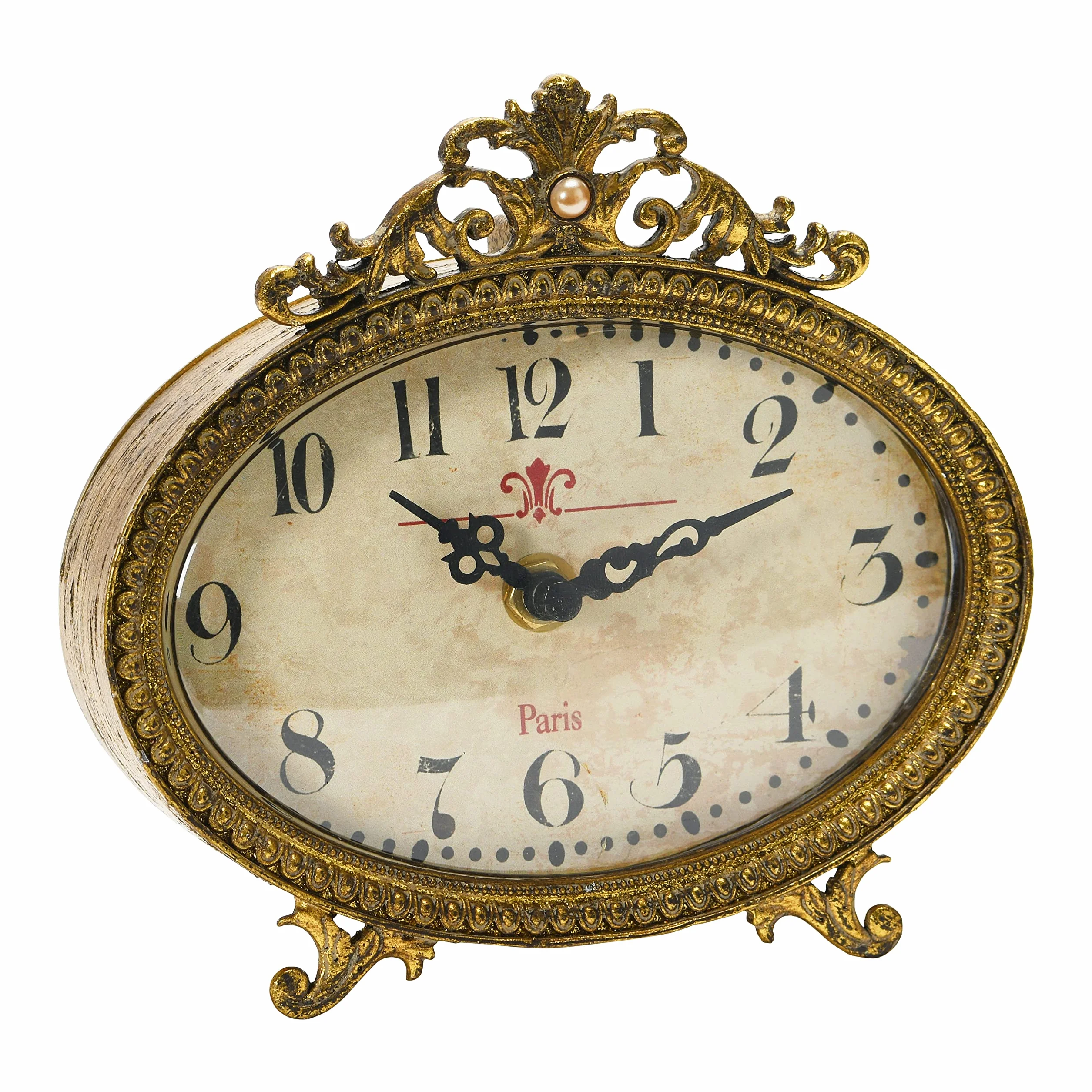 Creative Co-op Horloge de cheminée en étain vieilli finition dorée