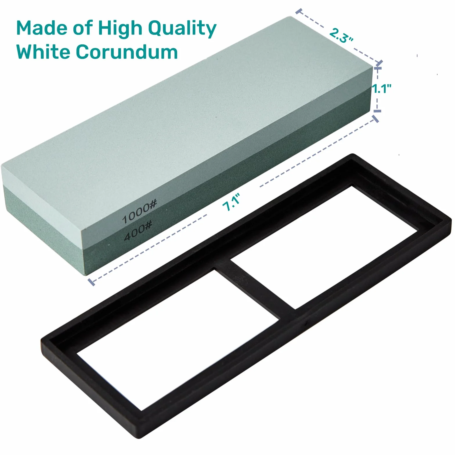 Pierre à aiguiser haut de gamme grain 400/1000, aiguiseur manuel double face avec base antidérapante pour couteaux de cuisine