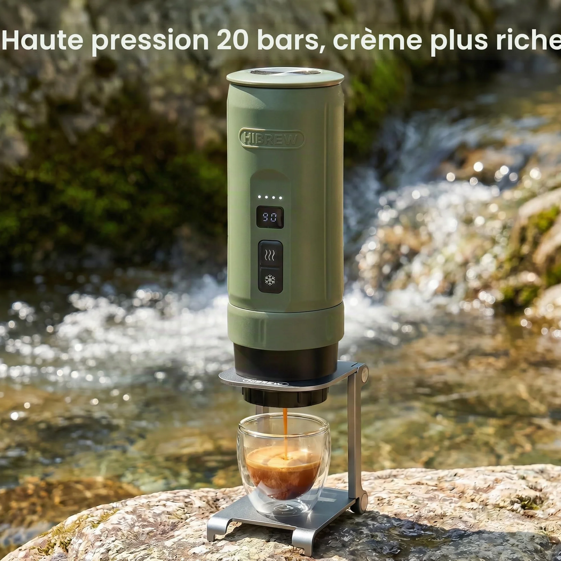 HIBREW H4C Explorer – Cafetière Espresso Électrique Portable, Machine à Café Rechargeable USB-C pour Camping et Voyages, Compacte pour Capsules et Café Moulu, avec Support Pliable et Étui de Transport