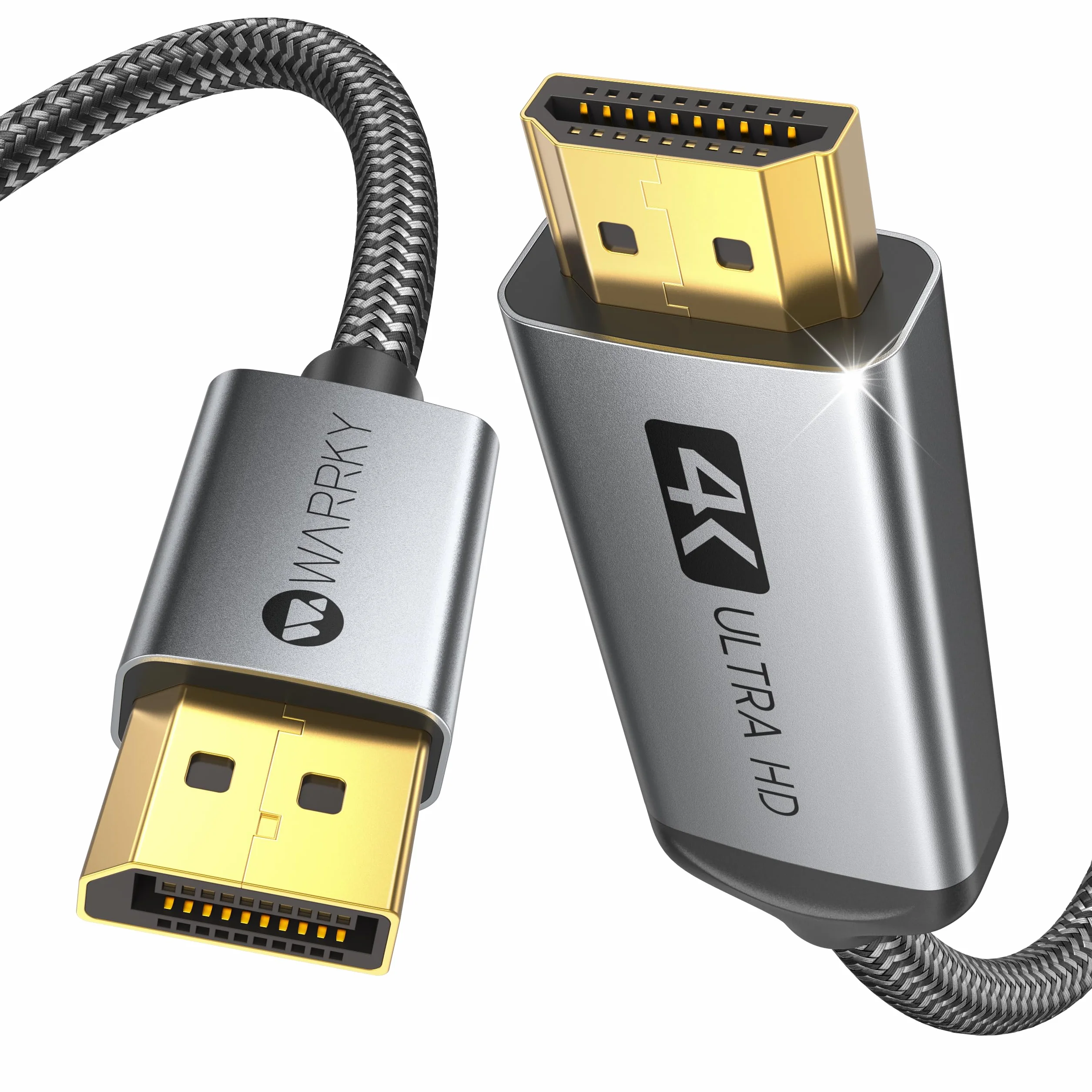 WARRKY Câble DisplayPort 4K vers HDMI 1440P 60Hz 1080P 120Hz 1.8M