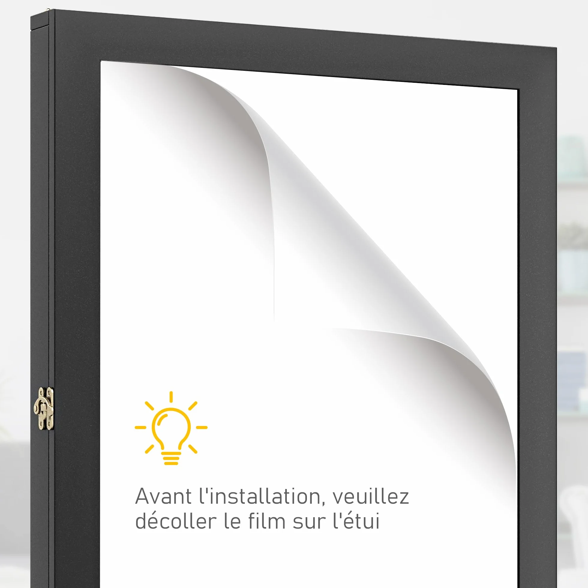 HOMCOM Frame Box T-Frame Cadre pour Maillot Porte Acrylique Doublure Interne Feutre 71 x 6,5 x 89 cm Noir