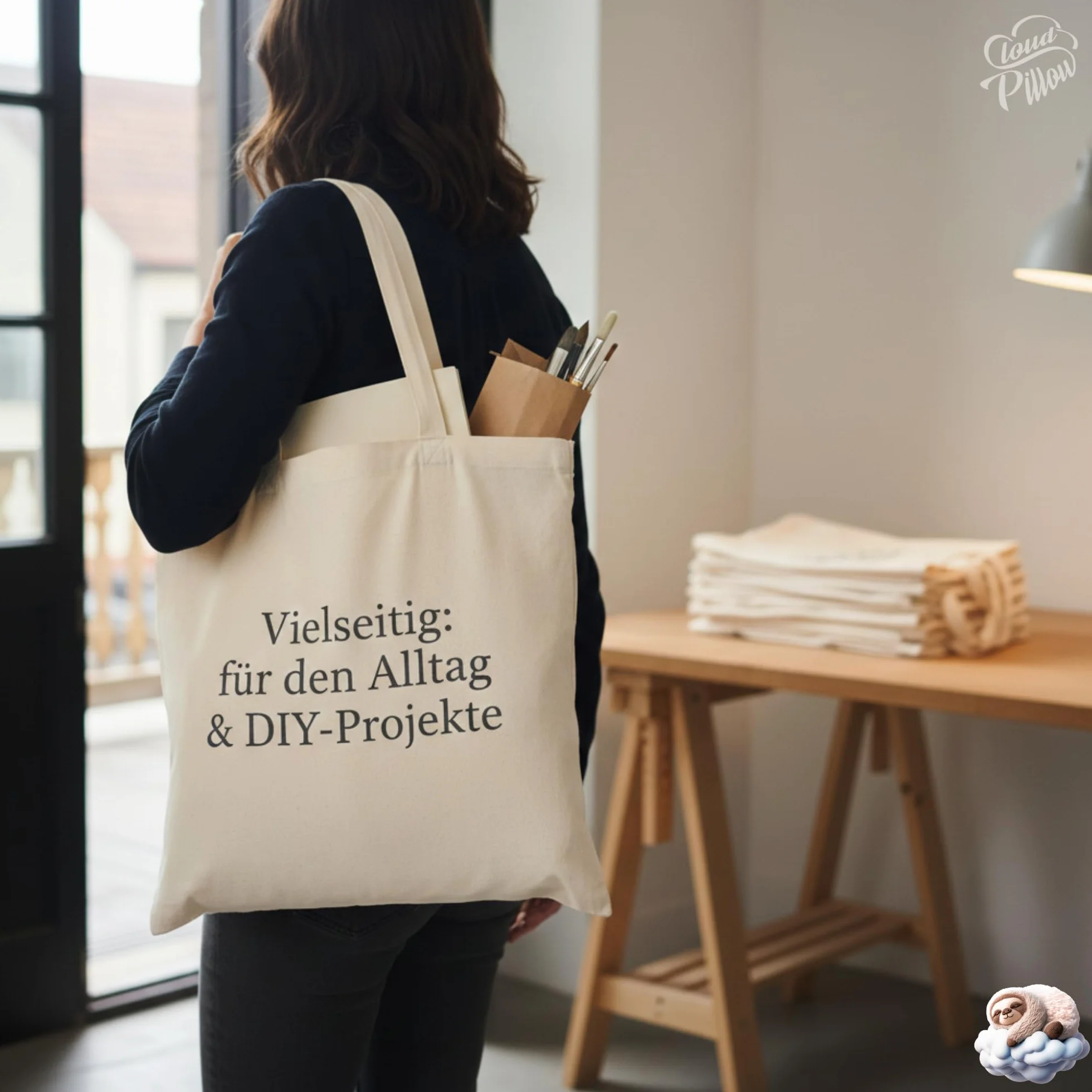 Cloud Pillow sac coton 38 x 42 cm – tote bag coton 100% 144 g/m², anses env. 70 cm, tote bag vierge pour le DIY – pratique au quotidien, pour l’université et le bureau – OEKO-TEX Standard 100