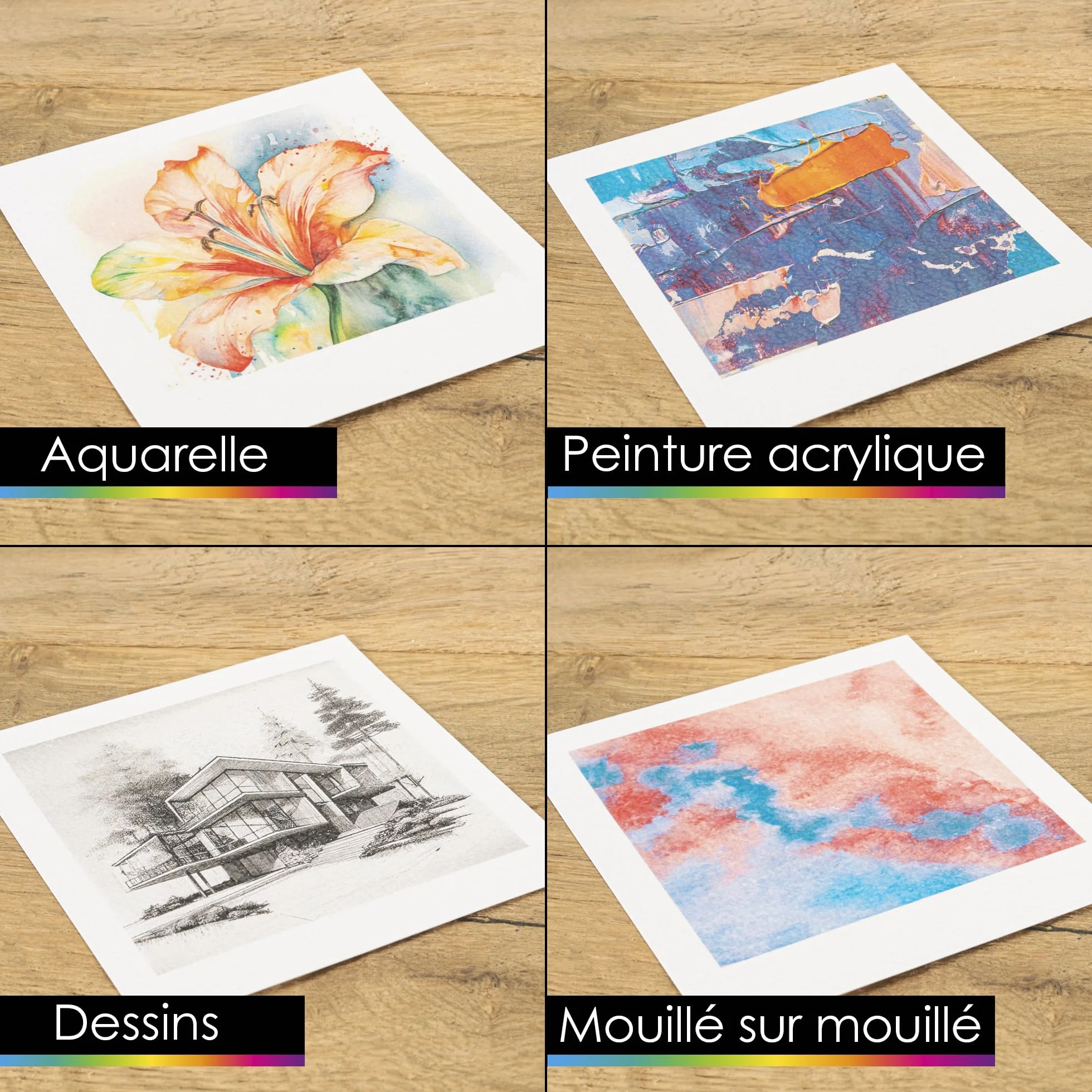 OfficeTree Papier Aquarelle A4 300g Bloc 40 Feuilles - Papier Dessin Blanc - Avec 2 Pinceaux