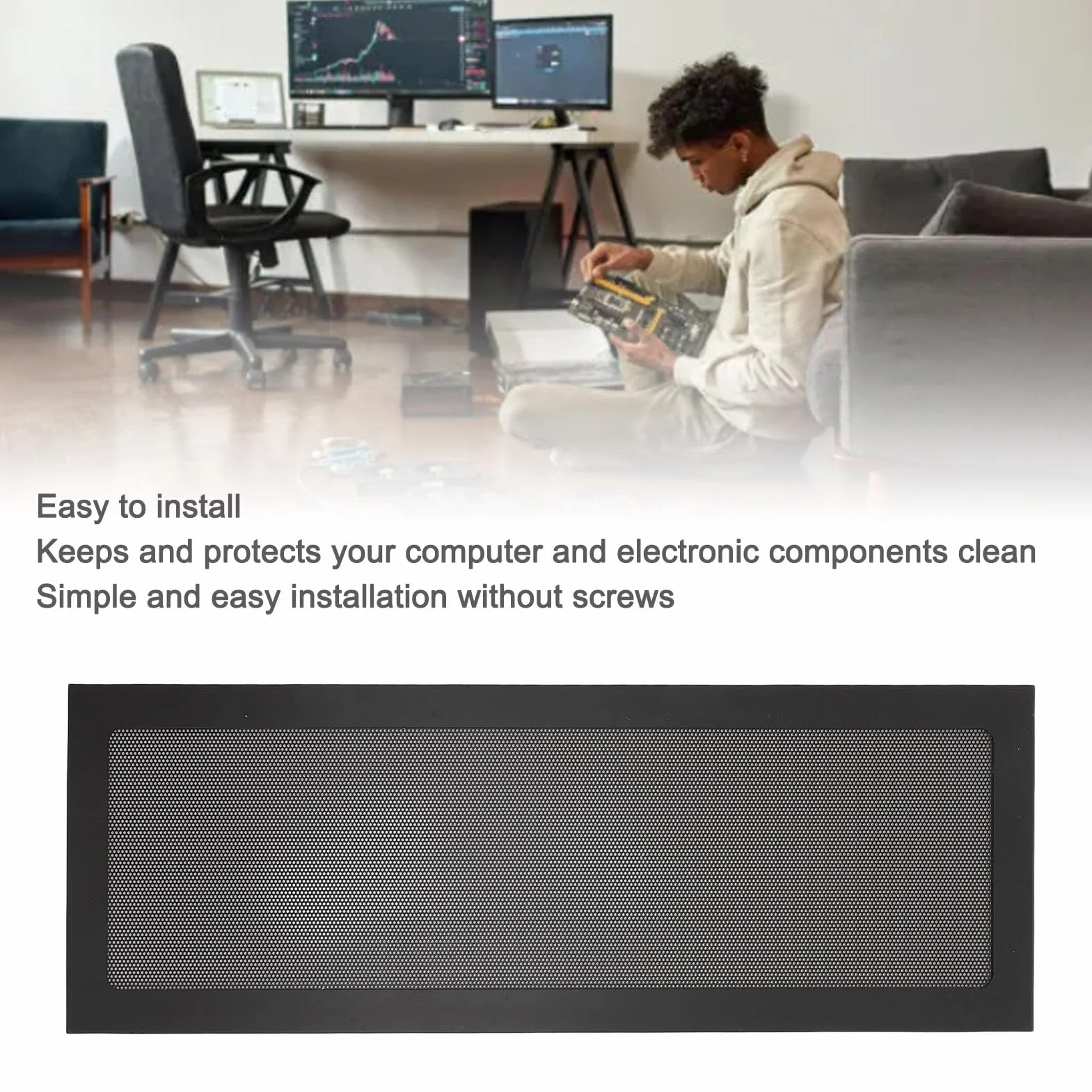 360x120mm DIY Obudowa PC Filtr Siatkowy Przeciwpyłowy, Pyłoszczelna Osłona Filtra Siatkowego z PCV z Paskiem Magnetycznym, 2 szt. Wentylator Chłodnicy Komputerowej Pokrywa Filtra