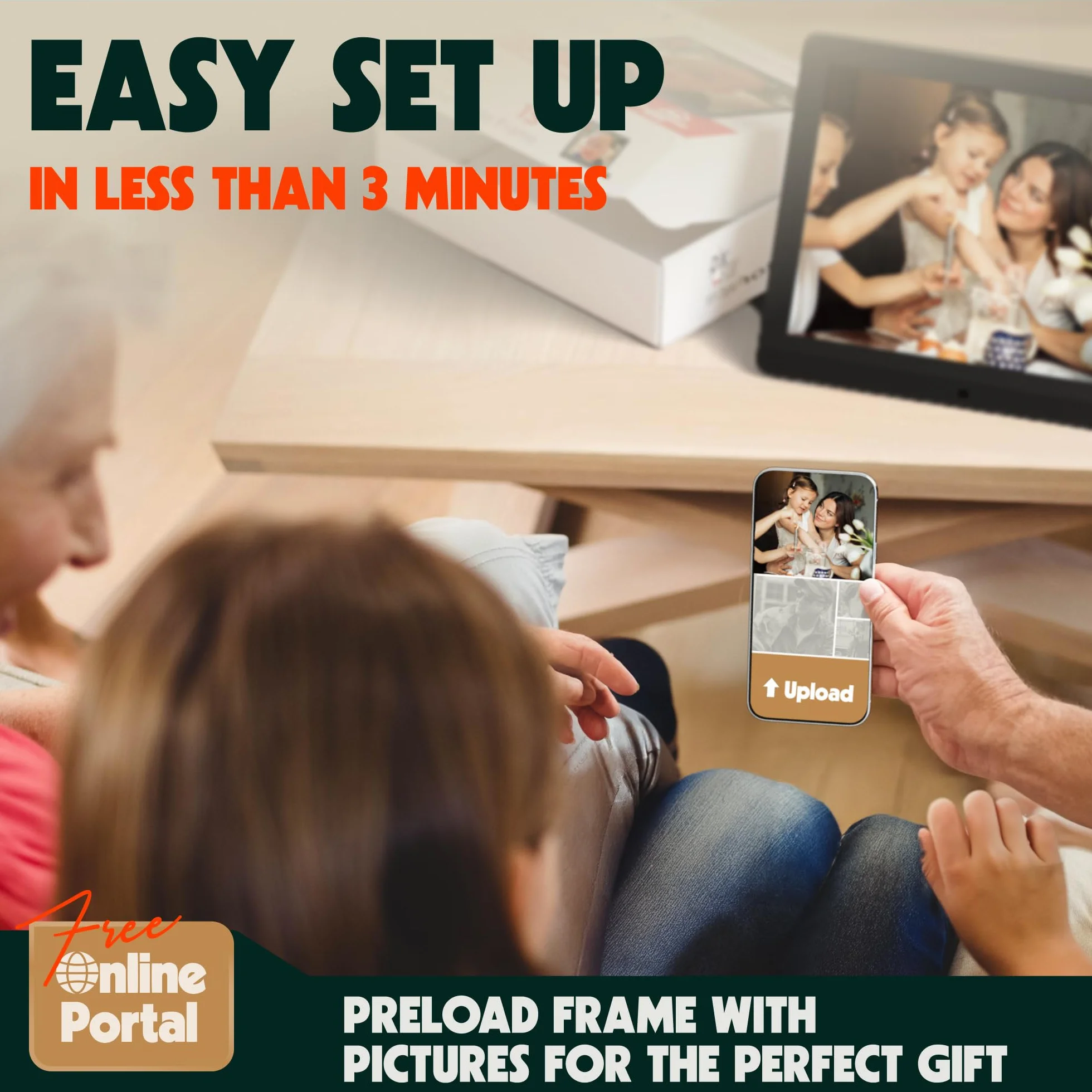 Pix Star cyfrowa ramka na zdjęcia WiFi, USB - 15-calowy ekran IPS - prezent > rodzina - cyfrowy album fotograficzny