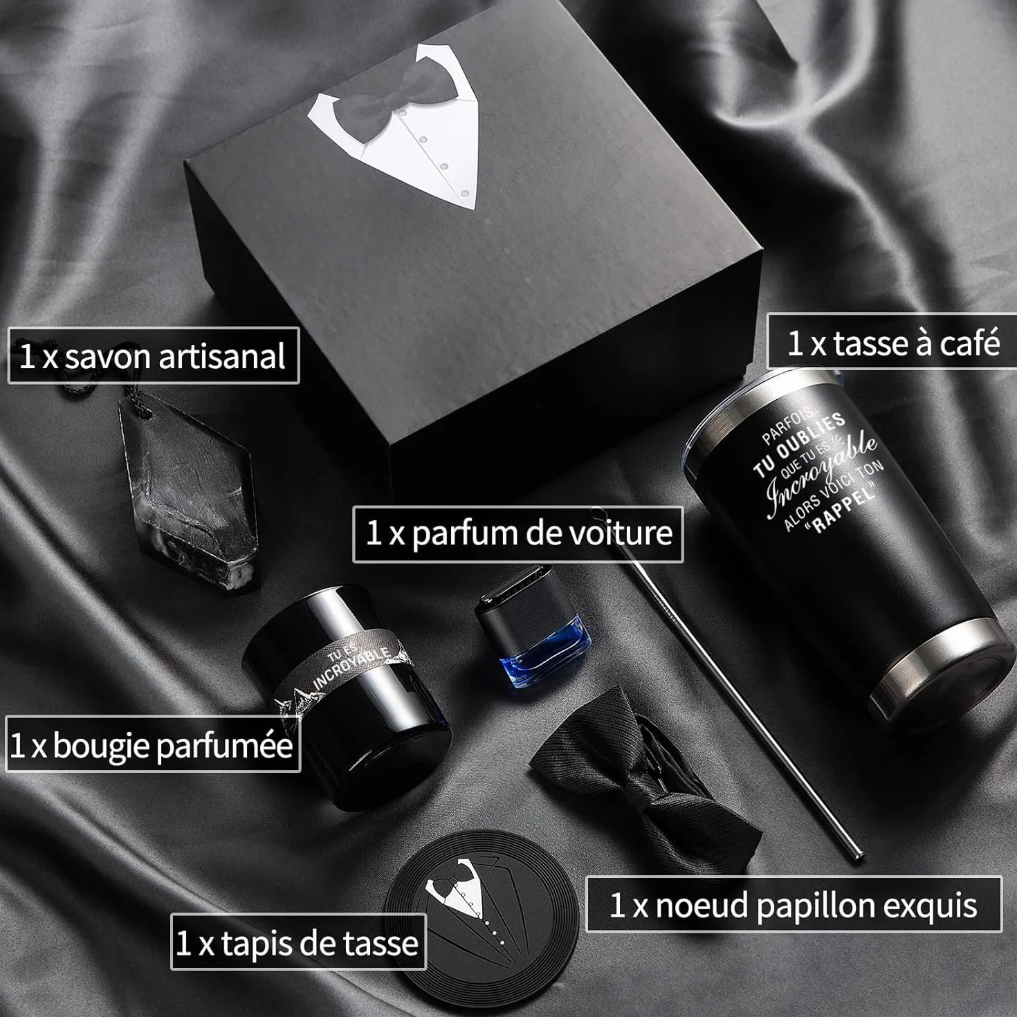 Coffret Cadeau pour Homme de Luxe avec Bougie Parfumée,Tasse,Cadeaux de Saint Valentin/Fête des Pères/Anniversaire/d'anniversaire/Retraite,Cadeau Merci pour Papa,Mari,Petit ami,Frère,Ami,Collègue