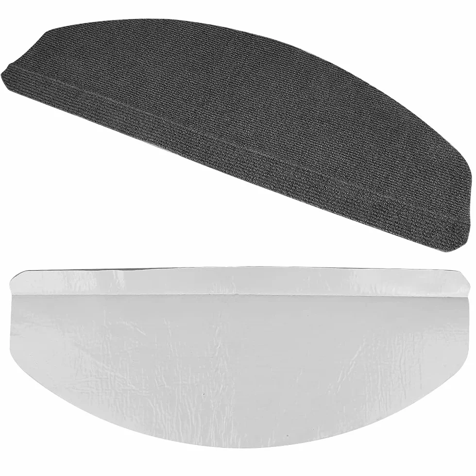 Set de 15 marchettes d'escalier antidérapantes semi-circulaires, Tapis de protection 65x21x4cm Noir