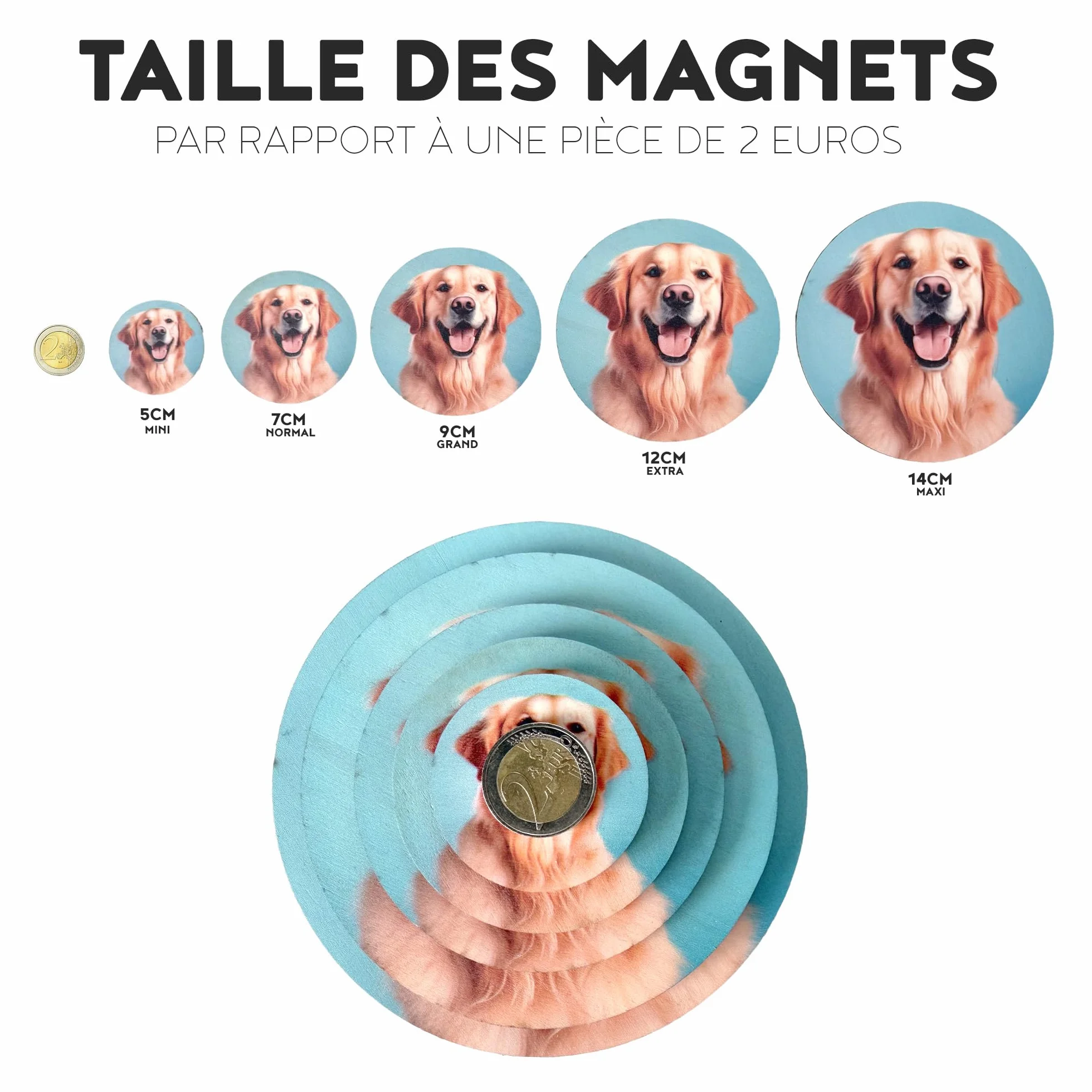Aimants Frigo Personnalisables Lot de 4 Coeur 7cm Bois Fabriqué en France