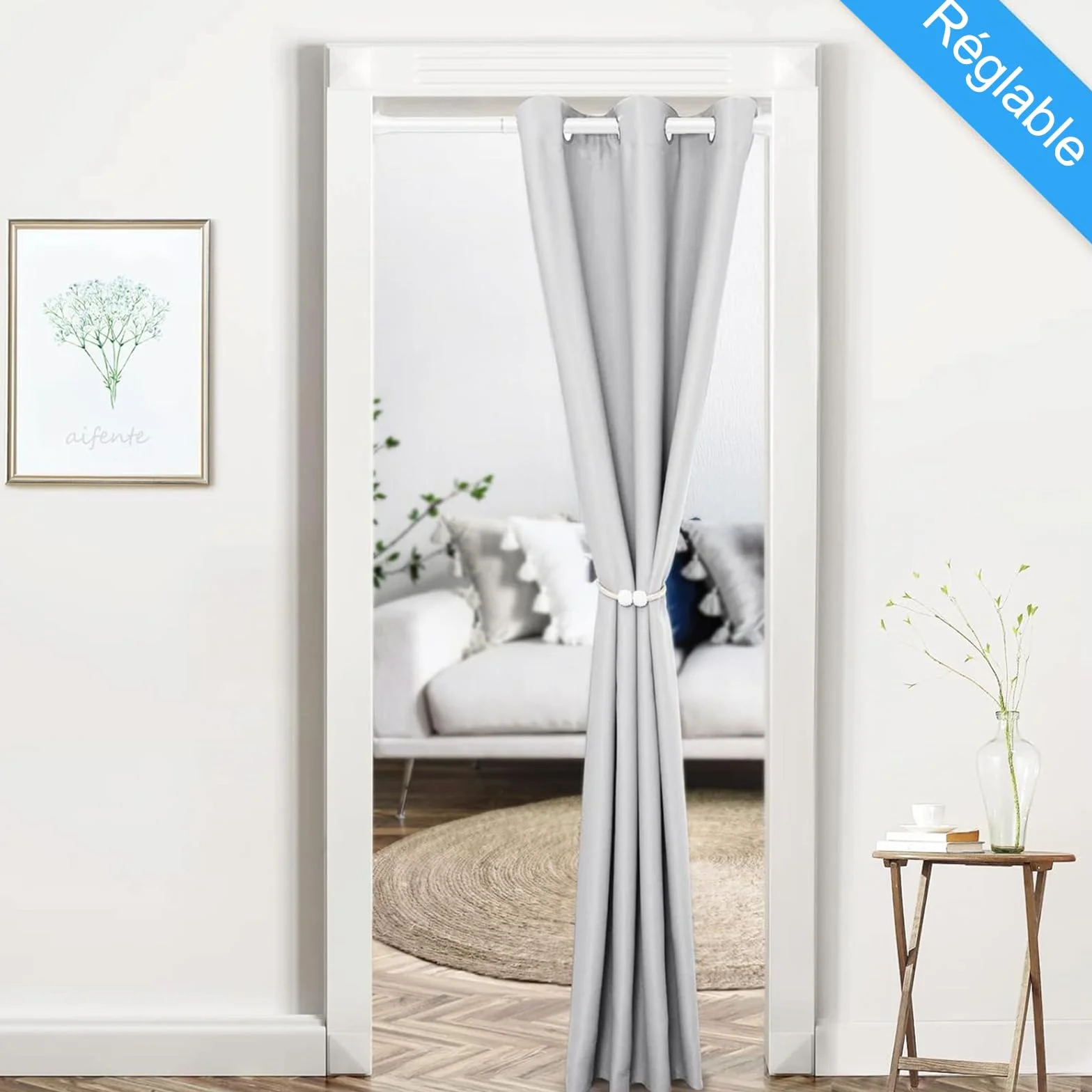 Tringle rideau sans perçage extensible 115-195 cm blanc diamètre 22 mm fenêtre penderie