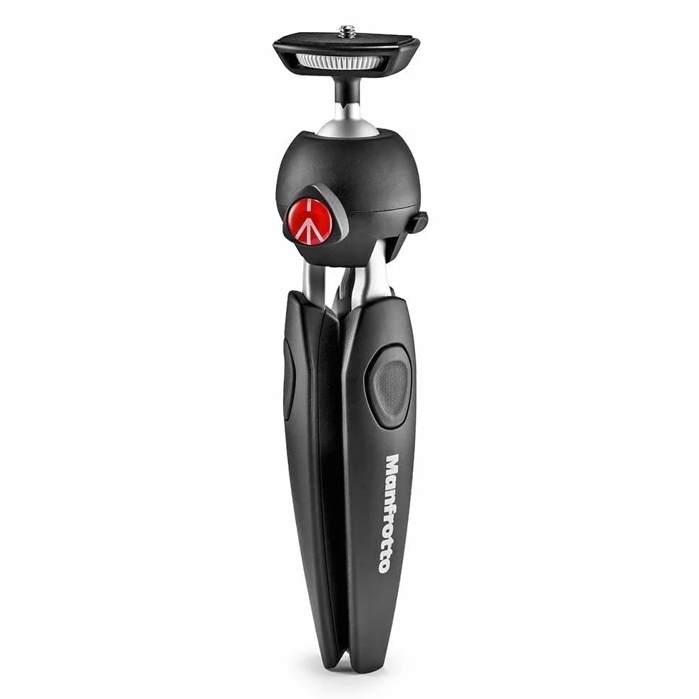 Manfrotto MTPIXIEVO-BK, PIXI EVO 2-sekcyjny mini statyw do aparatów bezlusterkowych, kompaktowych kamer systemowych, lustrzanek cyfrowych, wideo, kompaktowych rozmiarów, aluminium