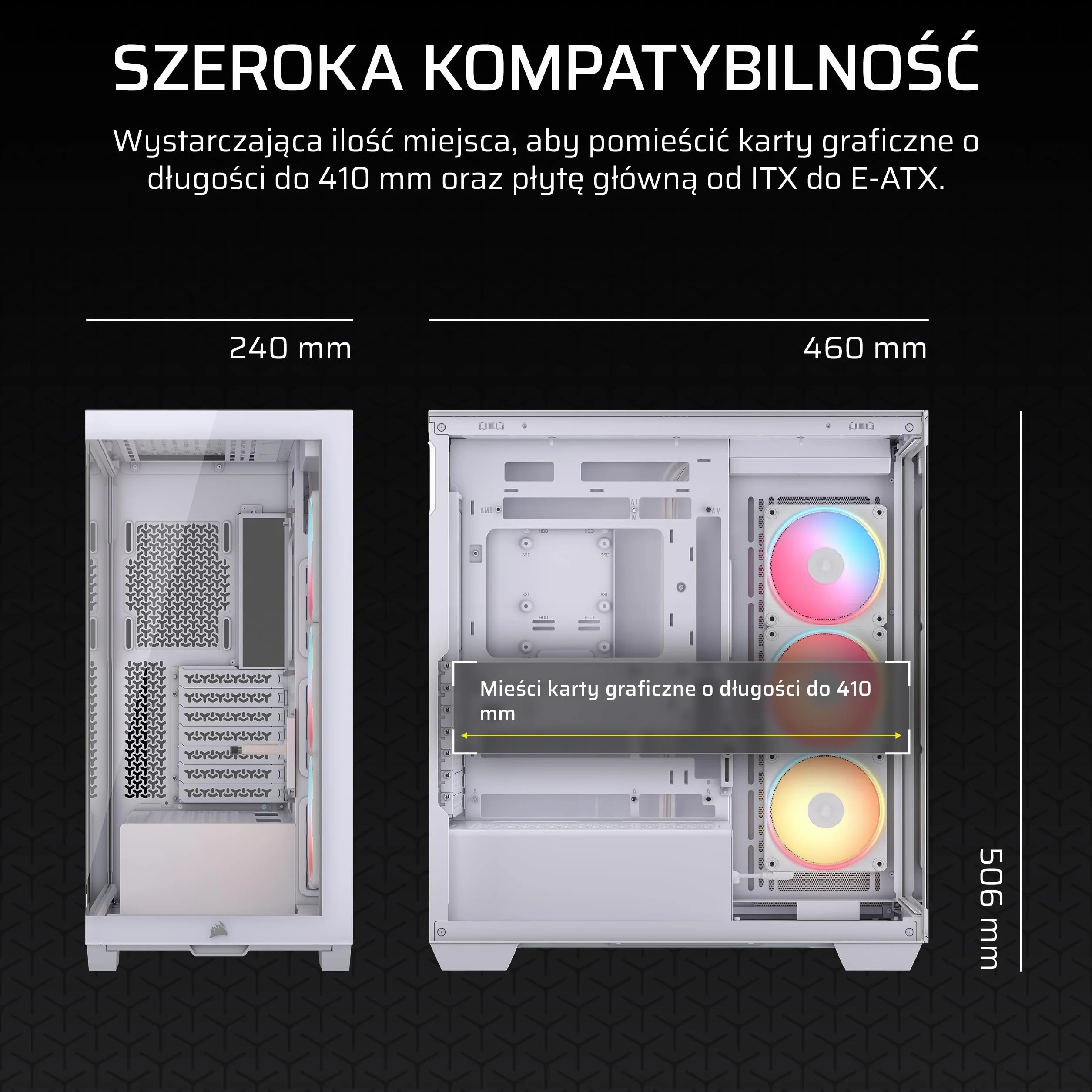CORSAIR 3500X LX-R RGB iCUE LINK Obudowa PC Mid-Tower - 3 x wstępnie zainstalowane wentylatory LX120-R RGB, zawiera koncentrator systemu iCUE LINK, ramię zapobiegające zwisaniu GPU, pasuje do