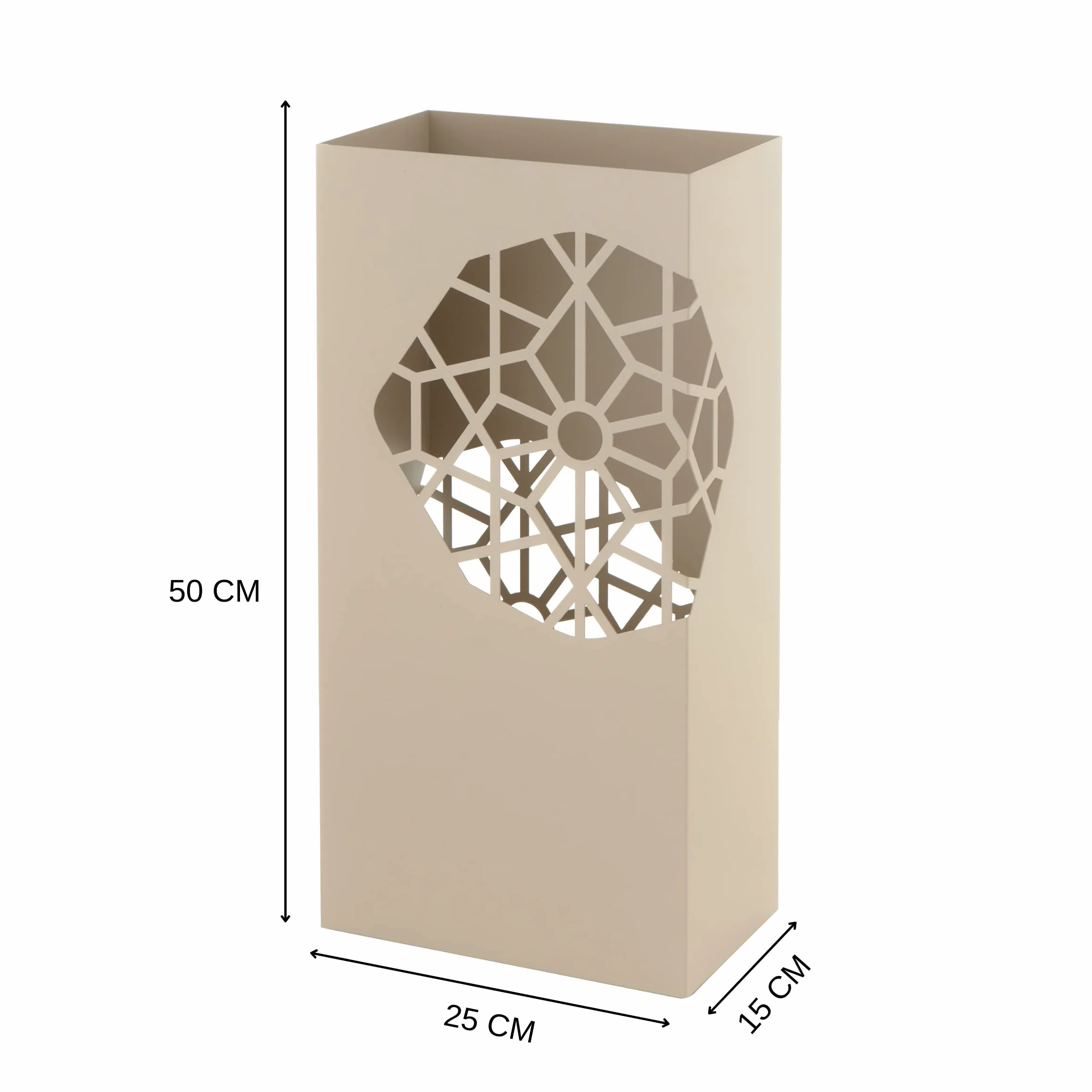 Baroni Home Porte Parapluie Métal Rectangulaire Moderne avec Crochets et Bac Amovible 25x15x50 cm Taupe