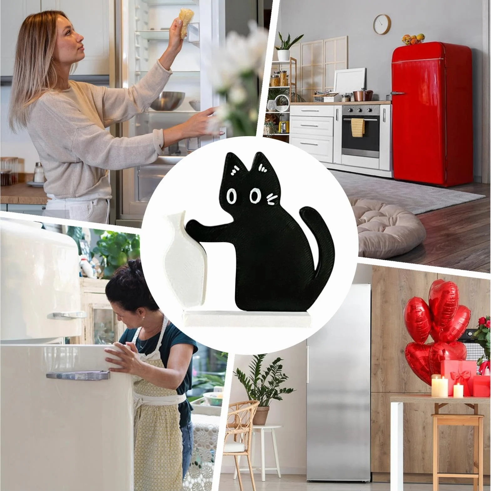 Aimant À Pousser Pour Vase En Forme De Chat Noir, Porte-Moustaches Chat Magnétique
