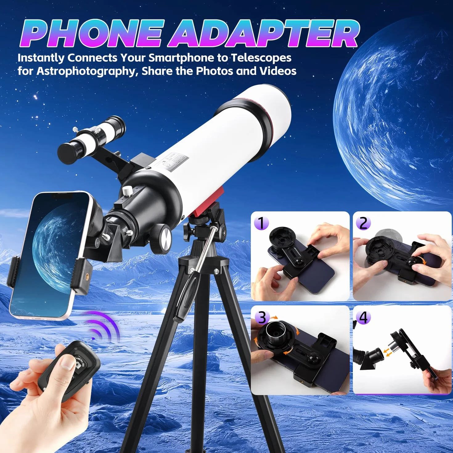 Astronomiczny teleskop dla dorosłych, otwór 90 mm, teleskopy refrakcyjne 600 mm, w pełni wielowarstwowy astronomiczny teleskop refrakcyjny ze statywem