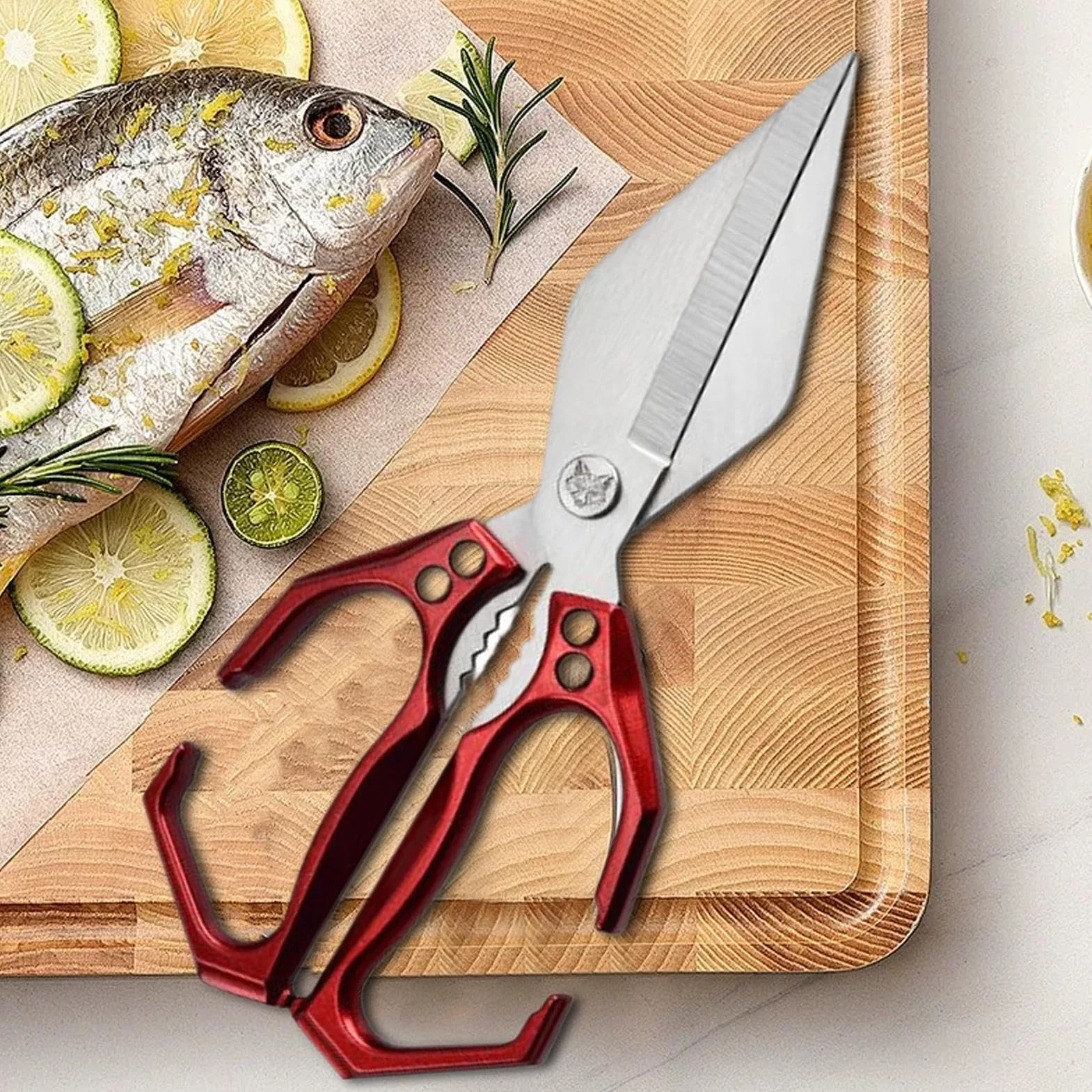 Ciseaux de Cuisine Acier Inoxydable Multifonctionnels pour Découper Poulet Poisson Crabe