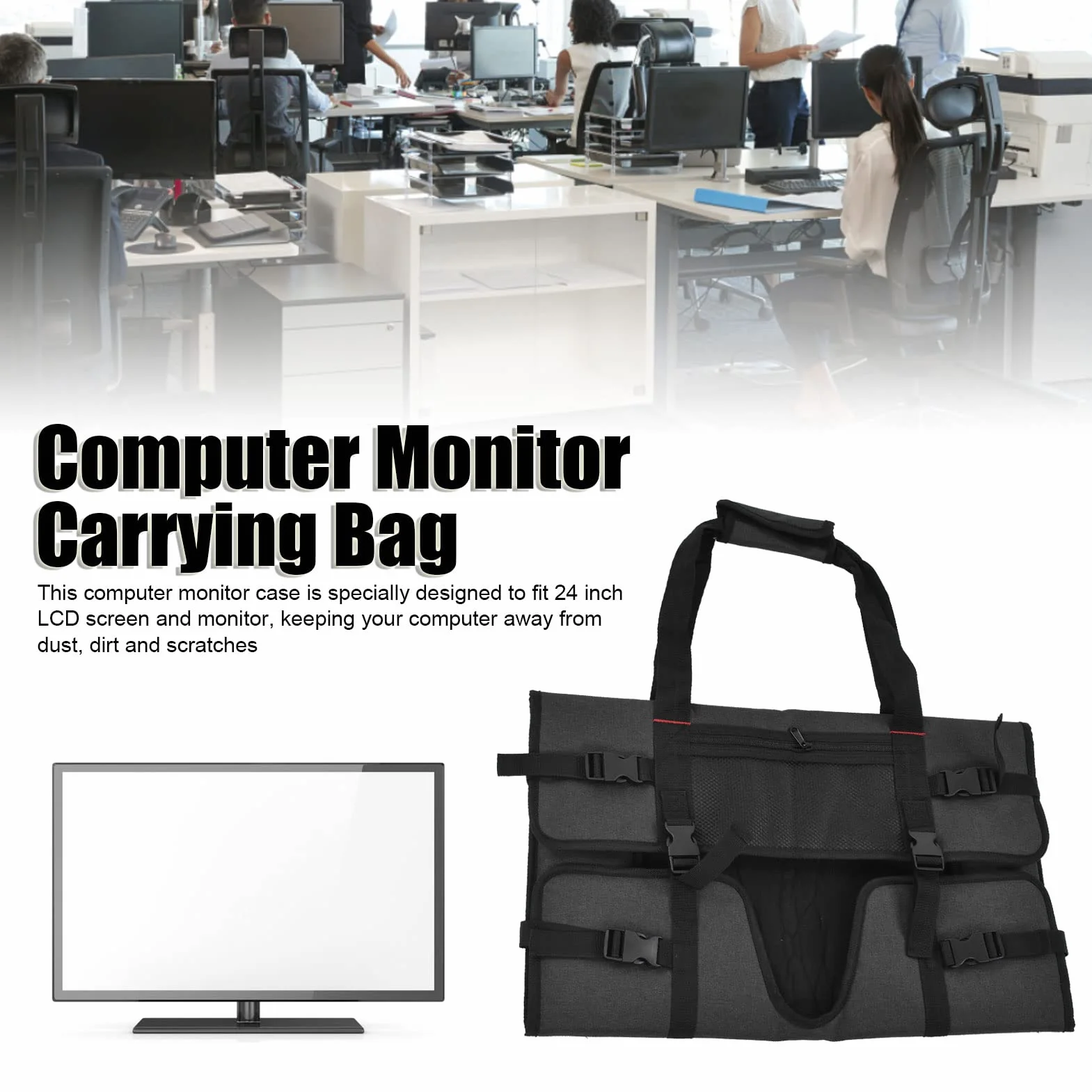 Fyearfly Podróżny futerał, domowy monitor komputerowy, przenośna torba ochronna do 24-calowych ekranów LCD i monitorów