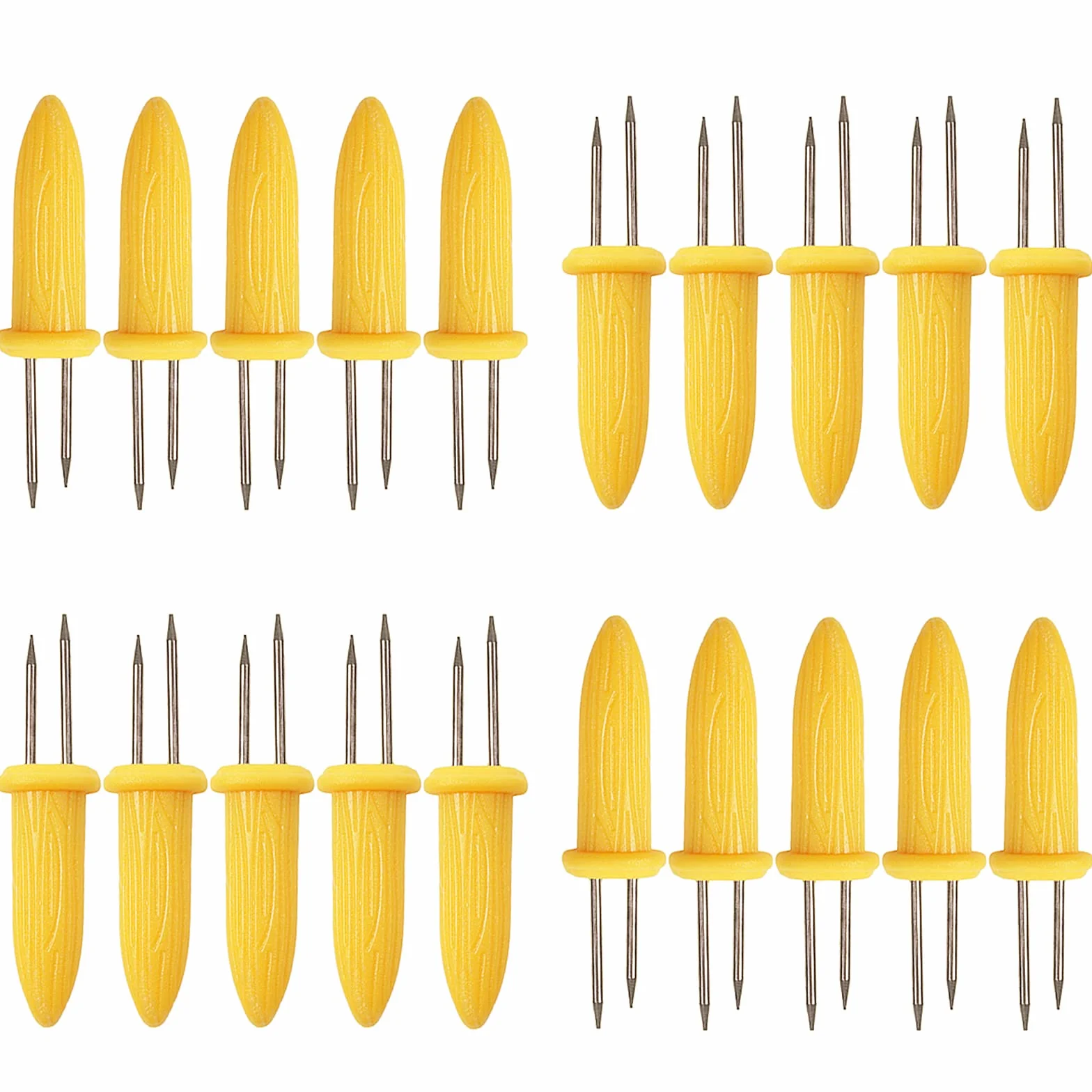 Support d'épis de maïs 20pcs, brochettes en acier inoxydable pour fête pique-nique camping