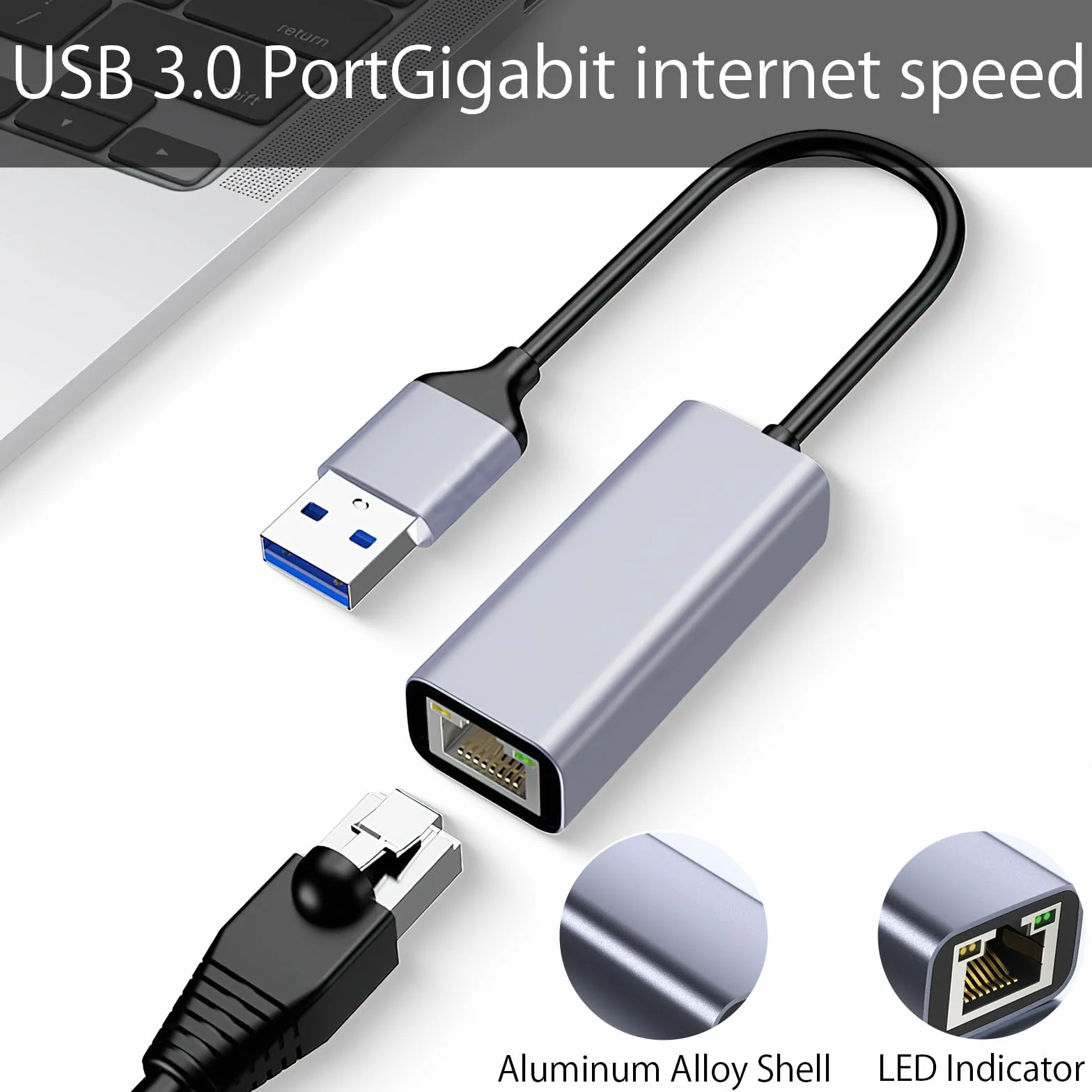 HENGBIRD Adapter USB LAN 2.0 Ethernet 1000 Mbps, USB na RJ45 Gigabit Ethernet LAN, kompatybilny z Surface, MacBook, laptopem, komputerem PC z Windows 11/10/8.1/8, macOS, Linux