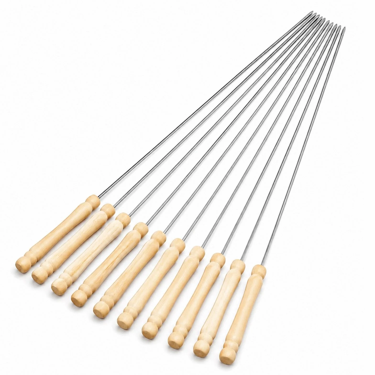 IMEEA Lot de 10 brochettes en acier inoxydable 38 cm pour barbecue