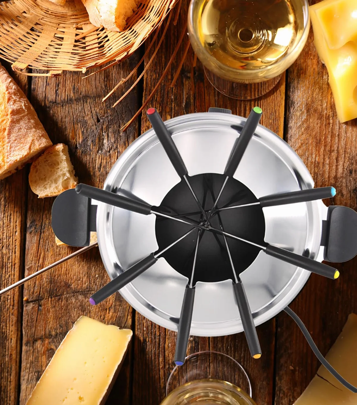 LITTLE BALANCE 8690 Black Fondue 8 Meuuuh...!, Appareil à fondue 8 personnes, Caquelon anti-adhésif grande contenance 2 litres, 1500 W, Noir