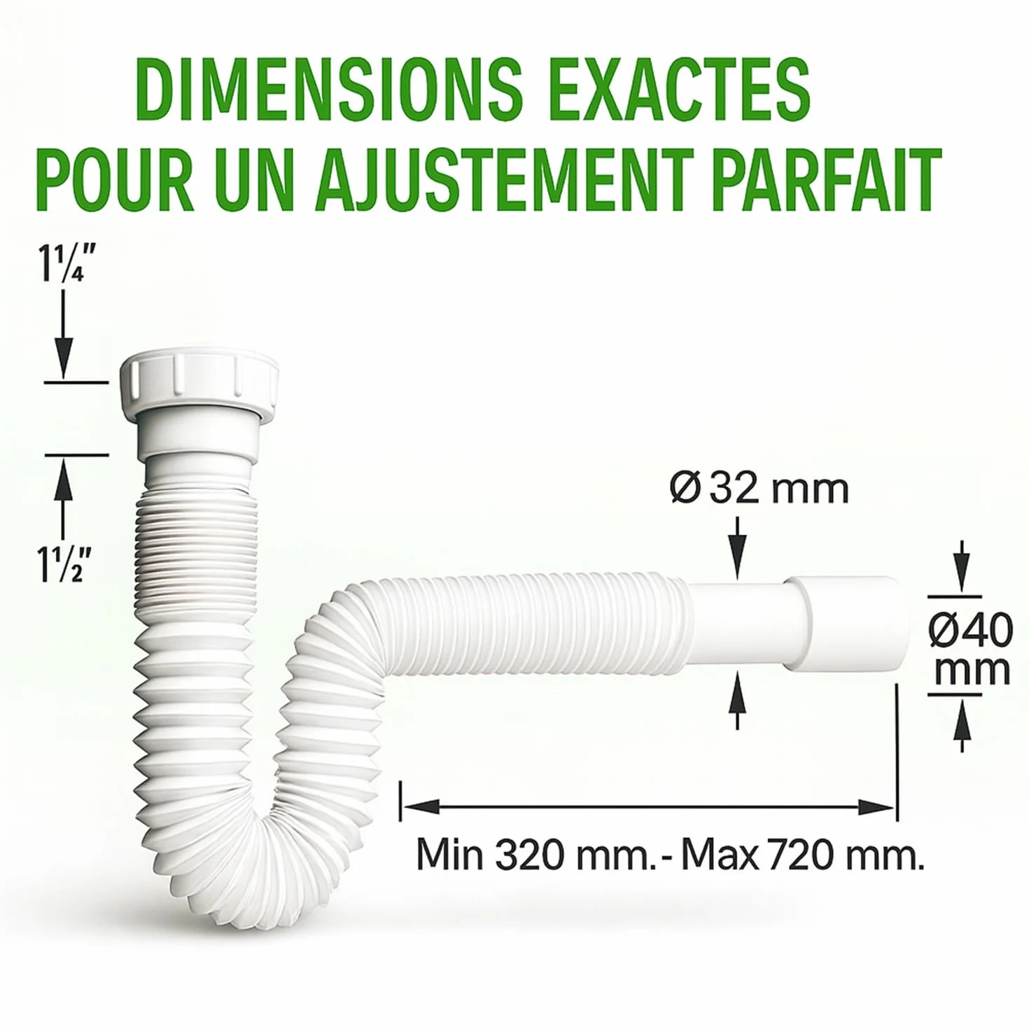 Siphon lavabo universel 32/40 mm réglable extensible adaptateur inclus