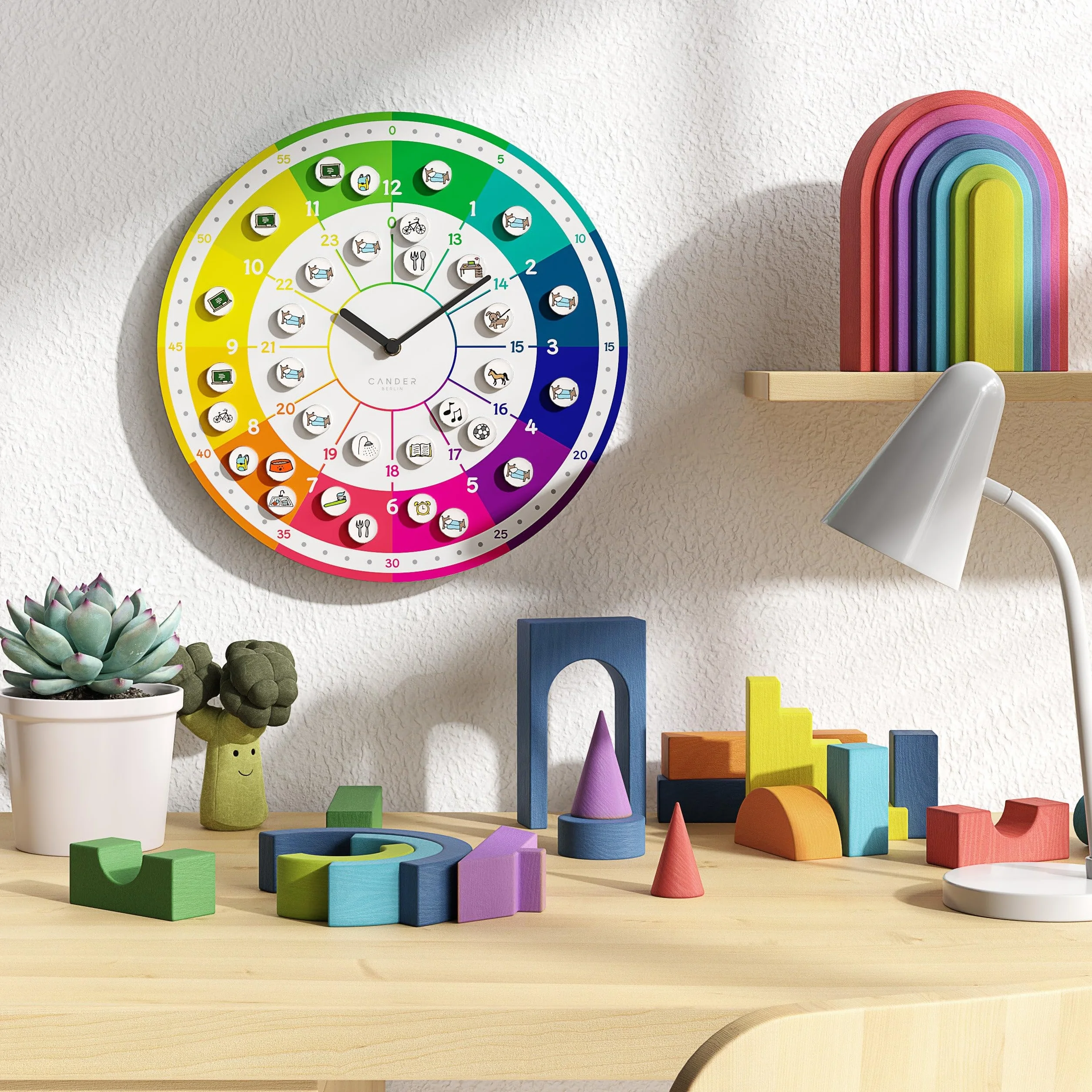 Cander Berlin MNU 11930 A Horloge murale silencieuse pour enfant avec photos magnétiques, 30 cm, pour chambre d'enfant, analogique, sans bruit de tic-tac, pour filles et garçons