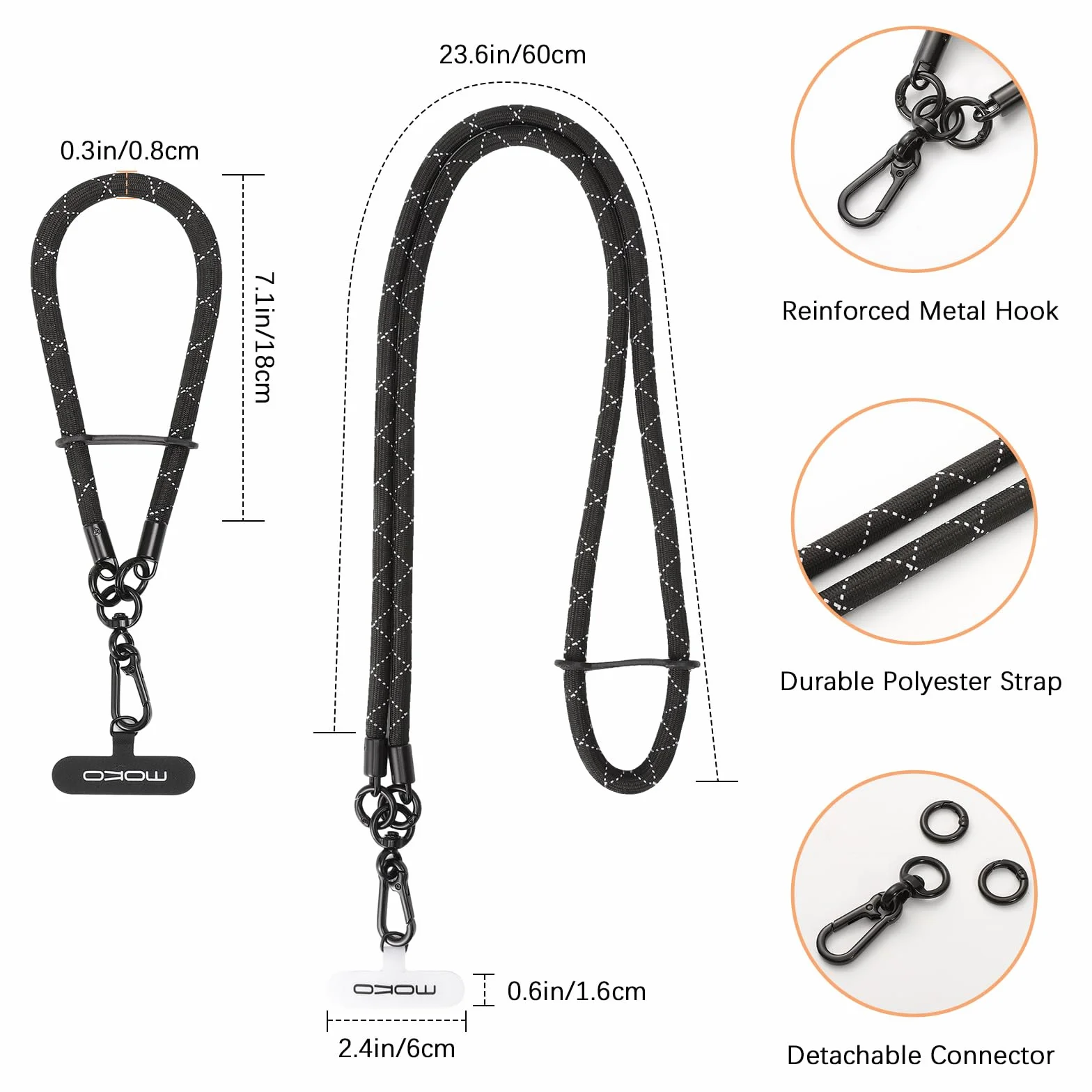 MoKo Smycz do telefonu crossbody, regulowana smycz do telefonu komórkowego