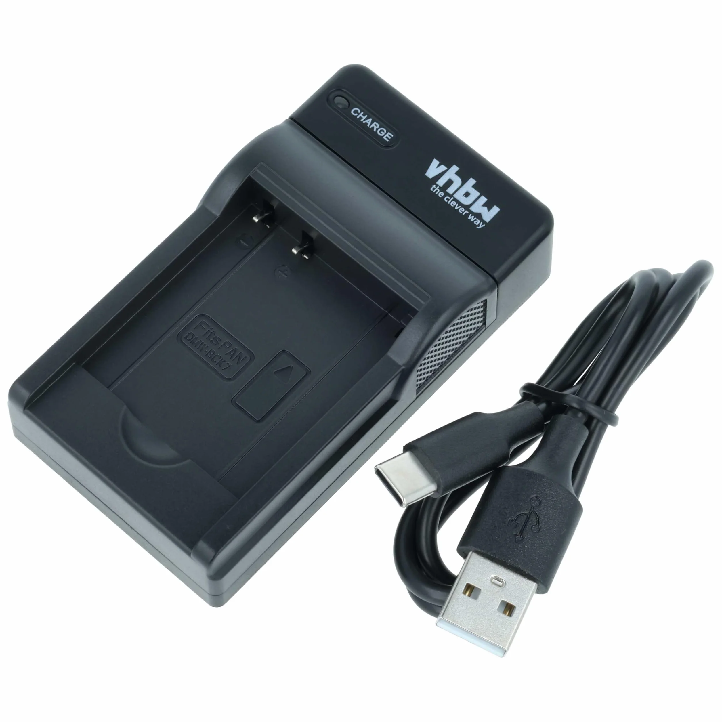 vhbw Ładowarka USB kompatybilna z Panasonic Lumix DMC-SZ7, DMC-FS45, DMC-FS16, DMC-FS18 kamera/akumulator - stacja ładowania, wskaźnik ładowania, 4,2 V