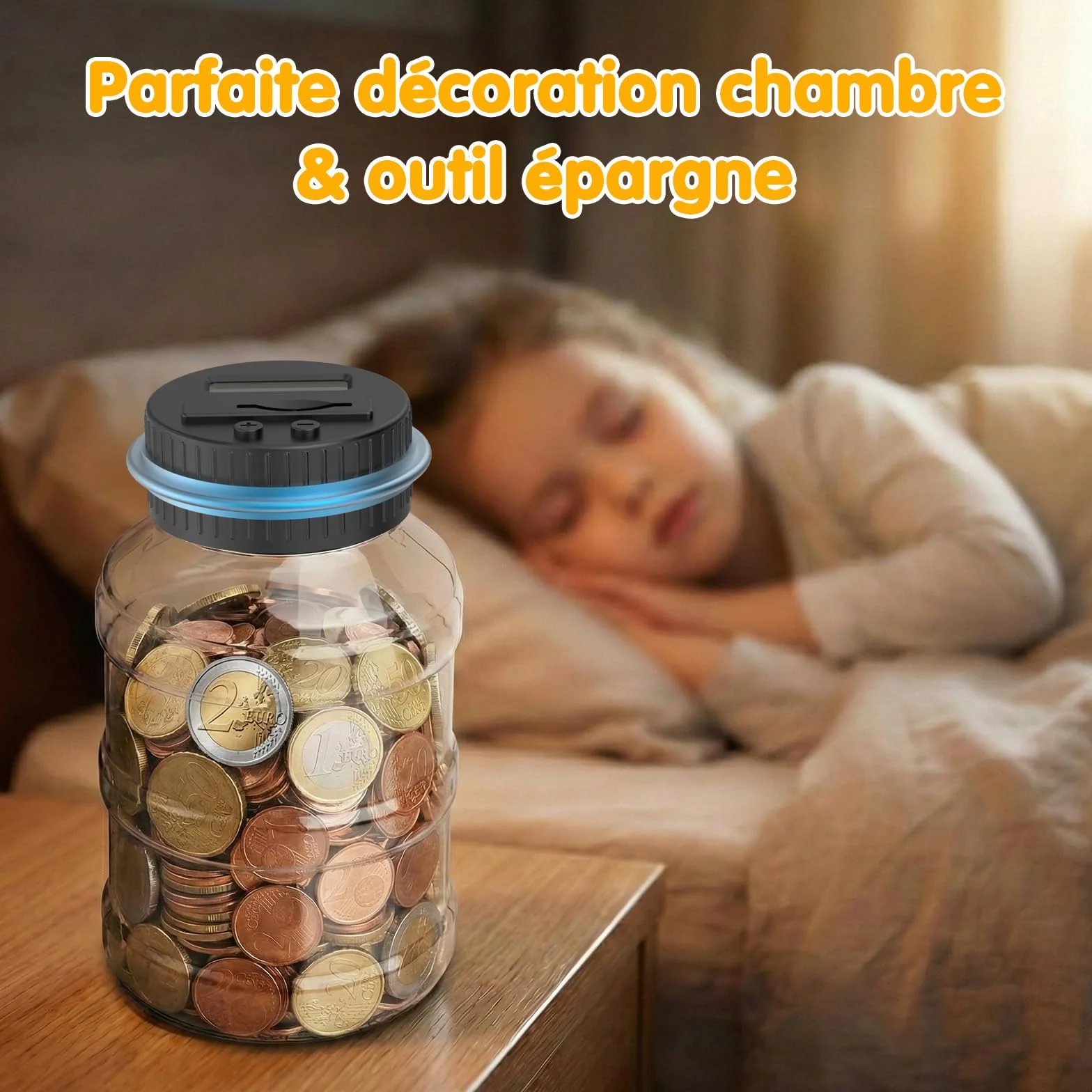 Pup Go Tirelire Electronique Transparente Numérique Écran LCD, XXL 1,8L Grande Capacité Compteuse Automatique de Pièces