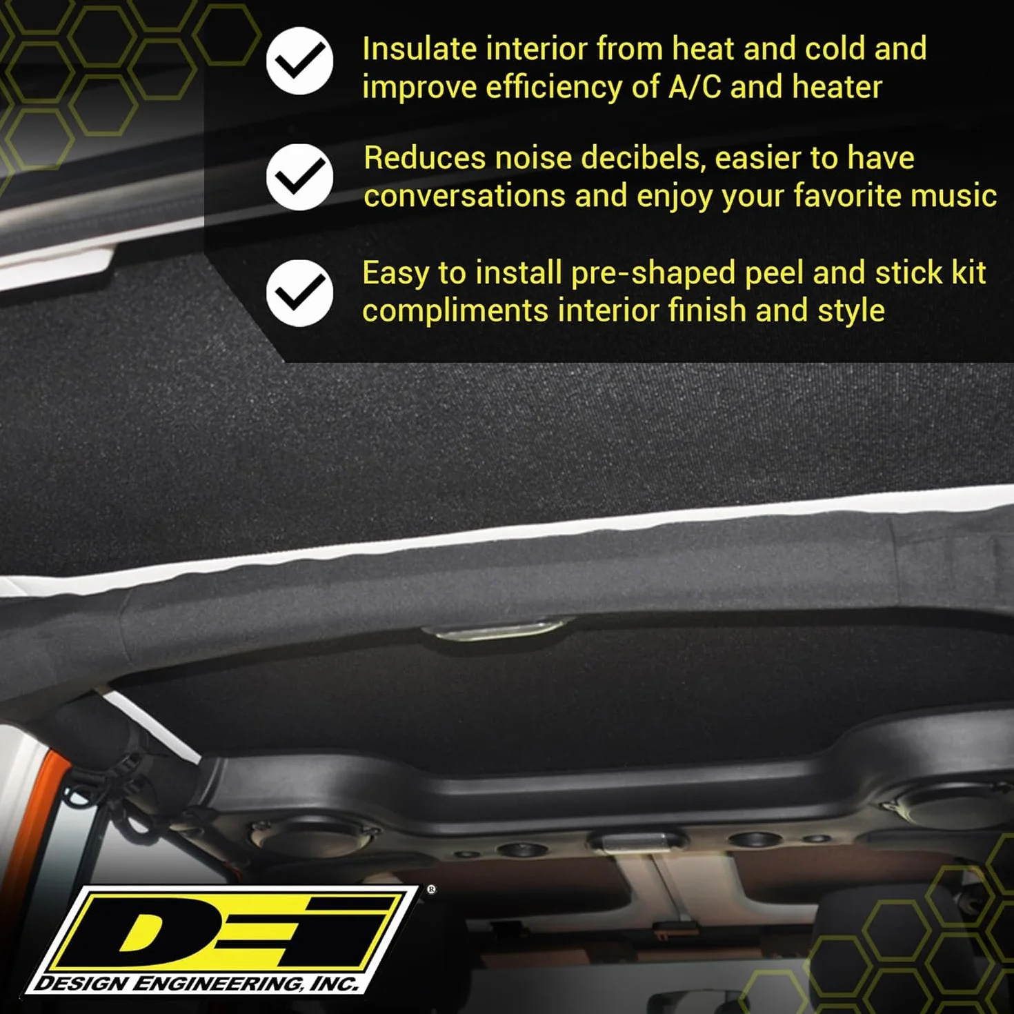 Design Engineering Boom Mat Black Complete Sound Deadening Kit Compatible with 4-Door Jeep Wrangler JL (2018-up)