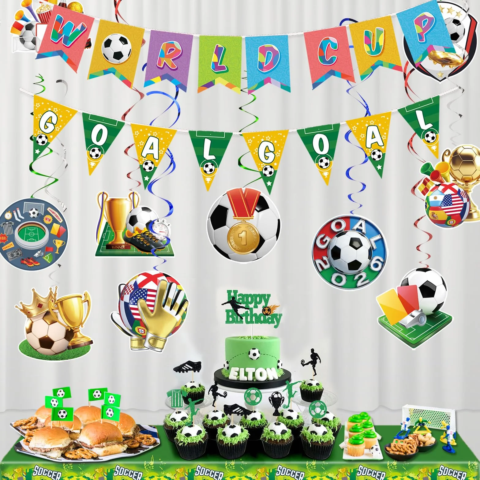 AhfuLife Guirlande Coupe du Monde 2026, 3 Drapeaux Réutilisables 14 Guirlandes Spiralées Décoration