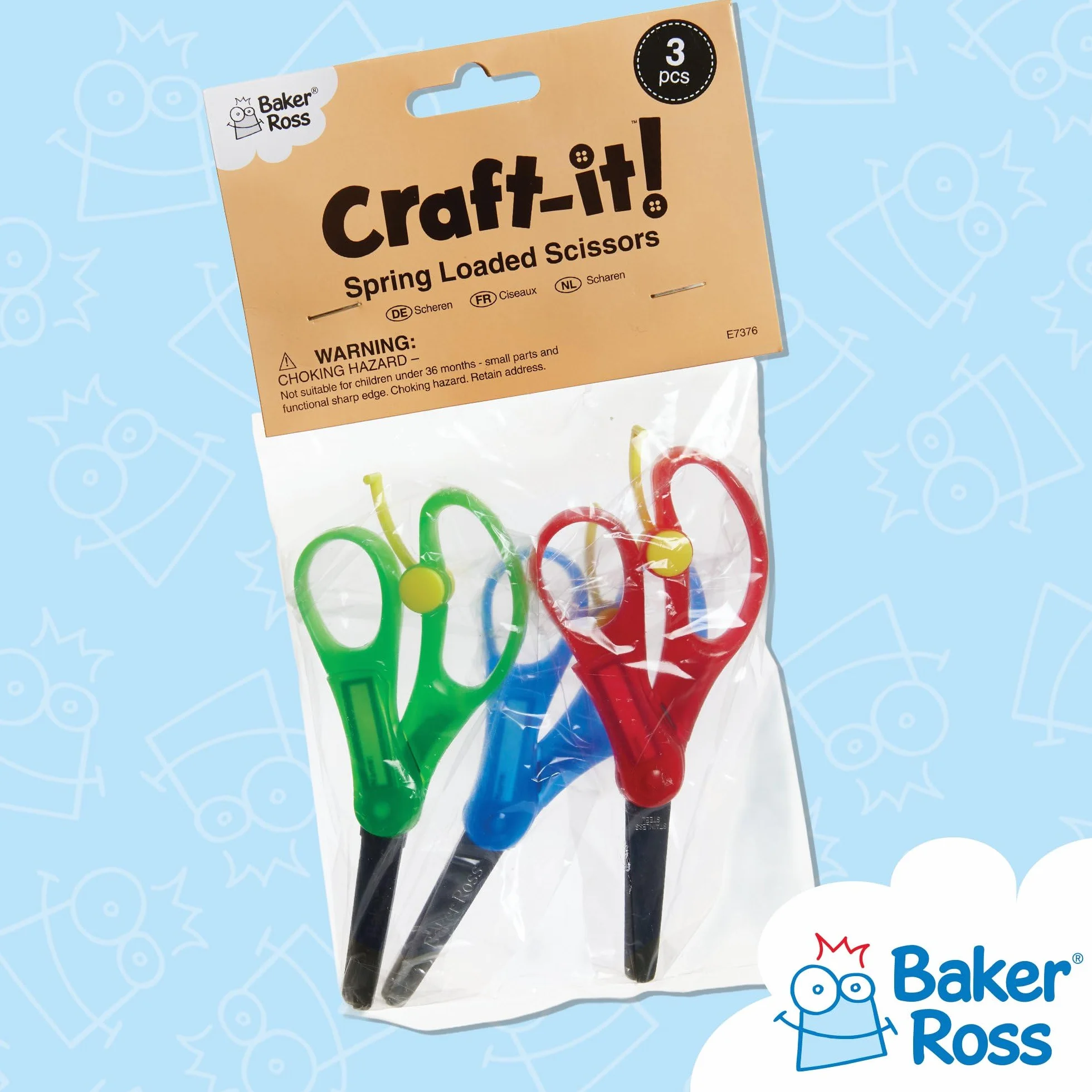 Baker Ross Ciseaux À Ressort Enfants Lot de 3 Paires