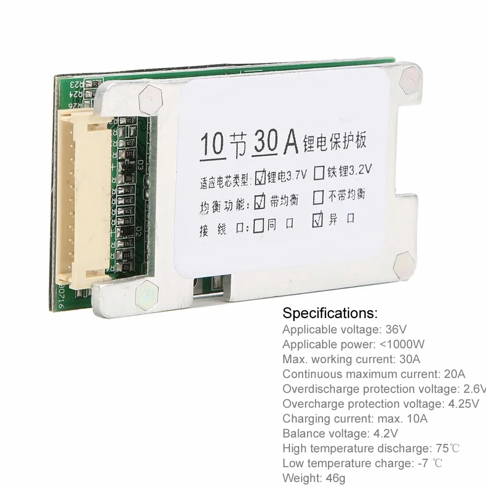 Płyta Zabezpieczająca Akumulator Litowo-Jonowy, Ogniwo 10S 18650 Bms 36 V 30 A Moduł Zabezpieczający Akumulator Litowo-Jonowy Z Balansem, Do Zasilania Mobilnego, Falownika, Samochodu Na Deskorolkę