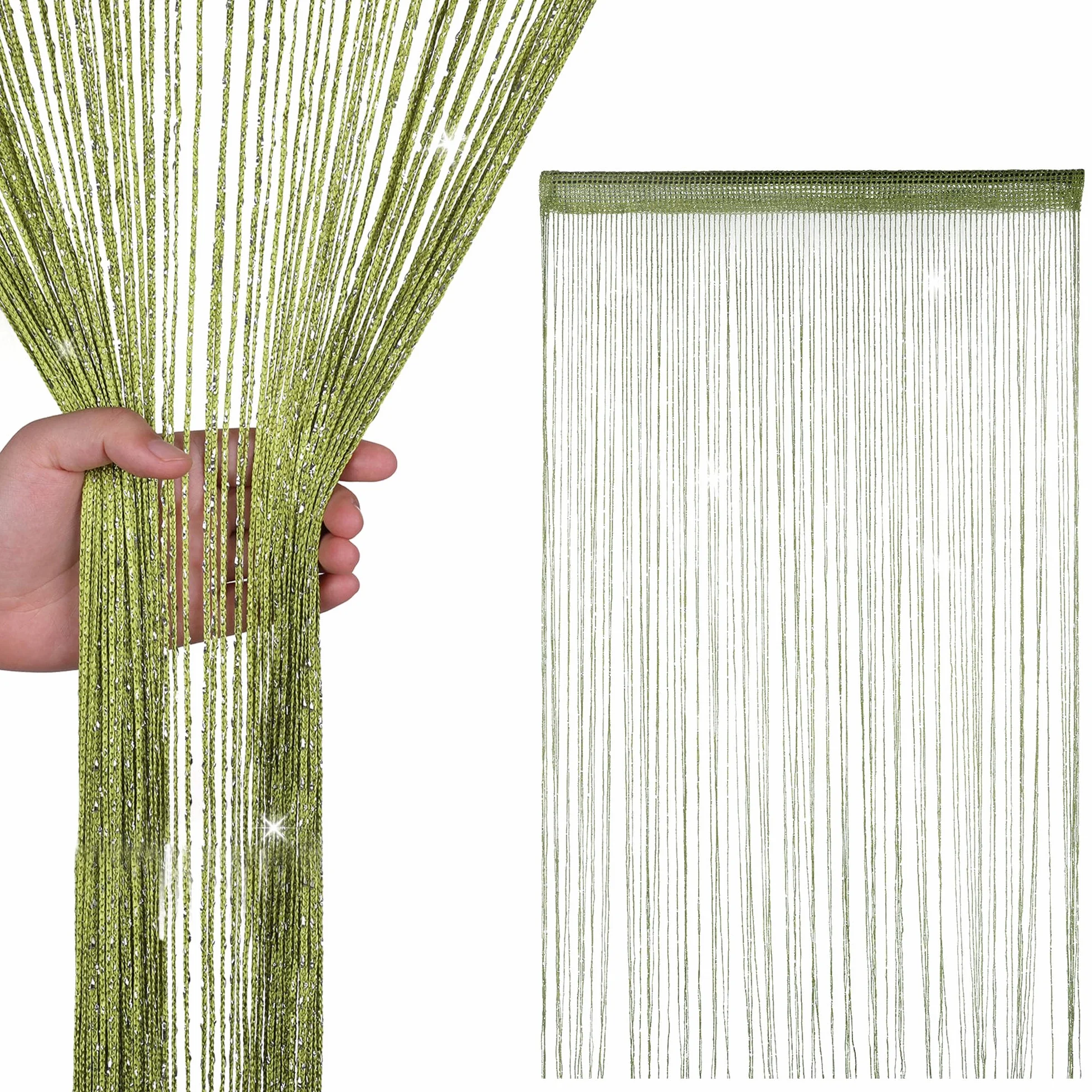 WedDecor Rideau à Paillettes Frange Panneau Fly Écran Pièce Diviseur 90x200cm Vert