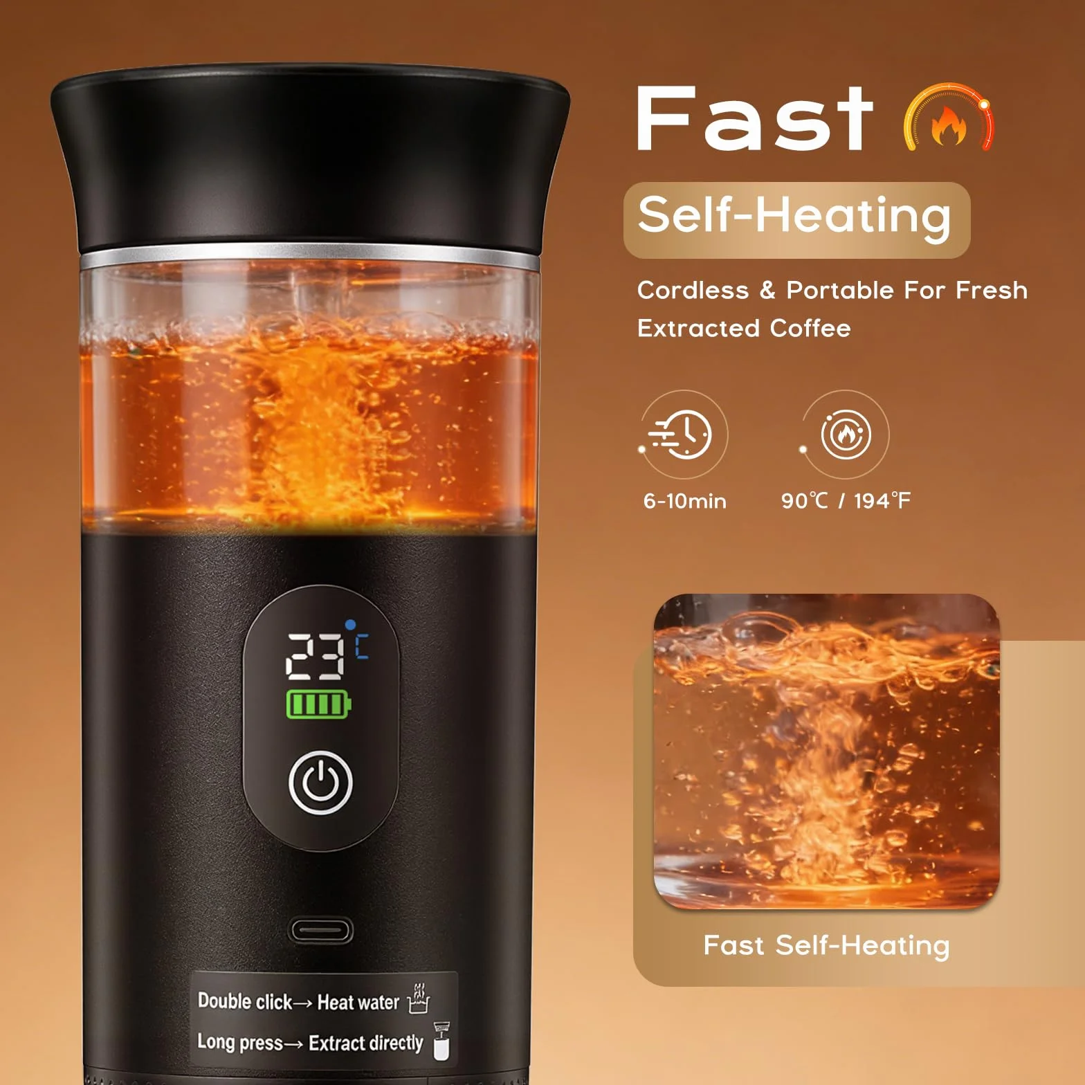 Machine a Cafe Portable 20 Bar, 3 en 1 Machine a Café Portable Cafetiere Portable Rechargeable Compatible avec Capsules, Café Moul, Machine Expresso Portable Nespresso pour Camping, Voyage