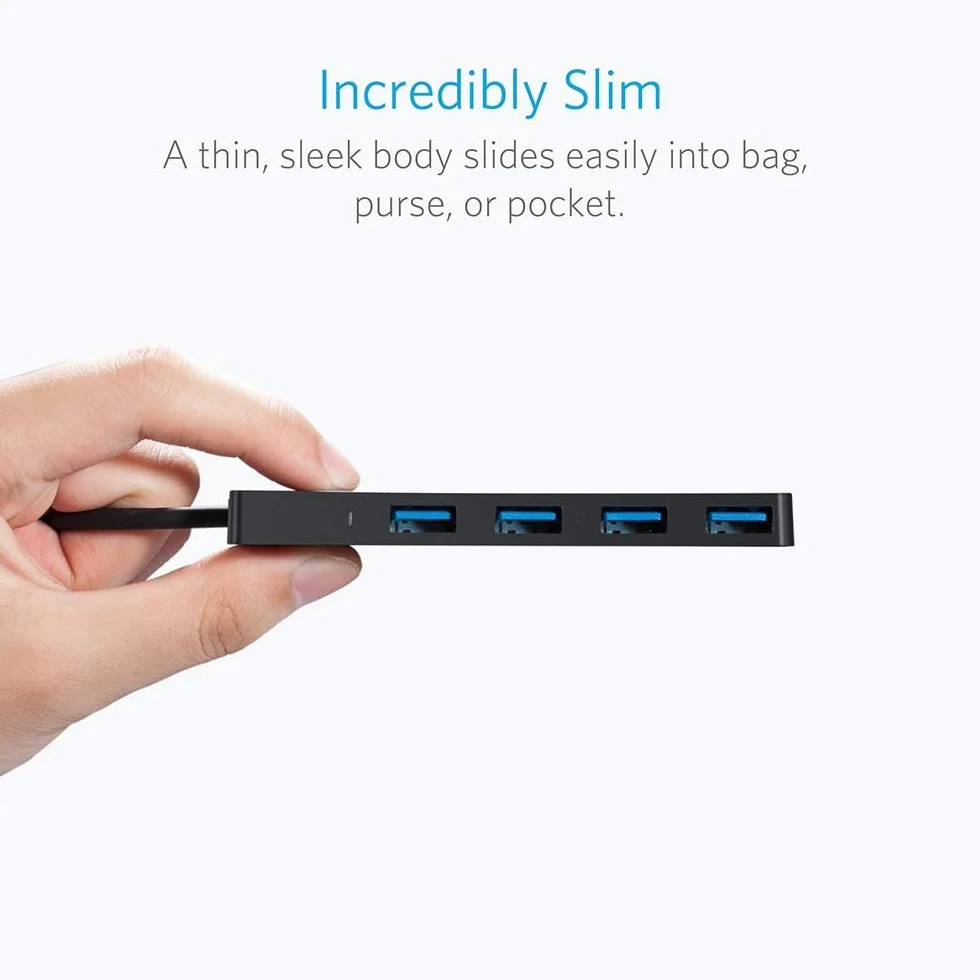 Koncentrator, hub USB Anker z 4 portami, wieloportowy koncentrator USB 3.0, rozgałęźnik USB do laptopa, przedłużacz do laptopa z jednym portem, komputera stacjonarnego i innych urządzeń